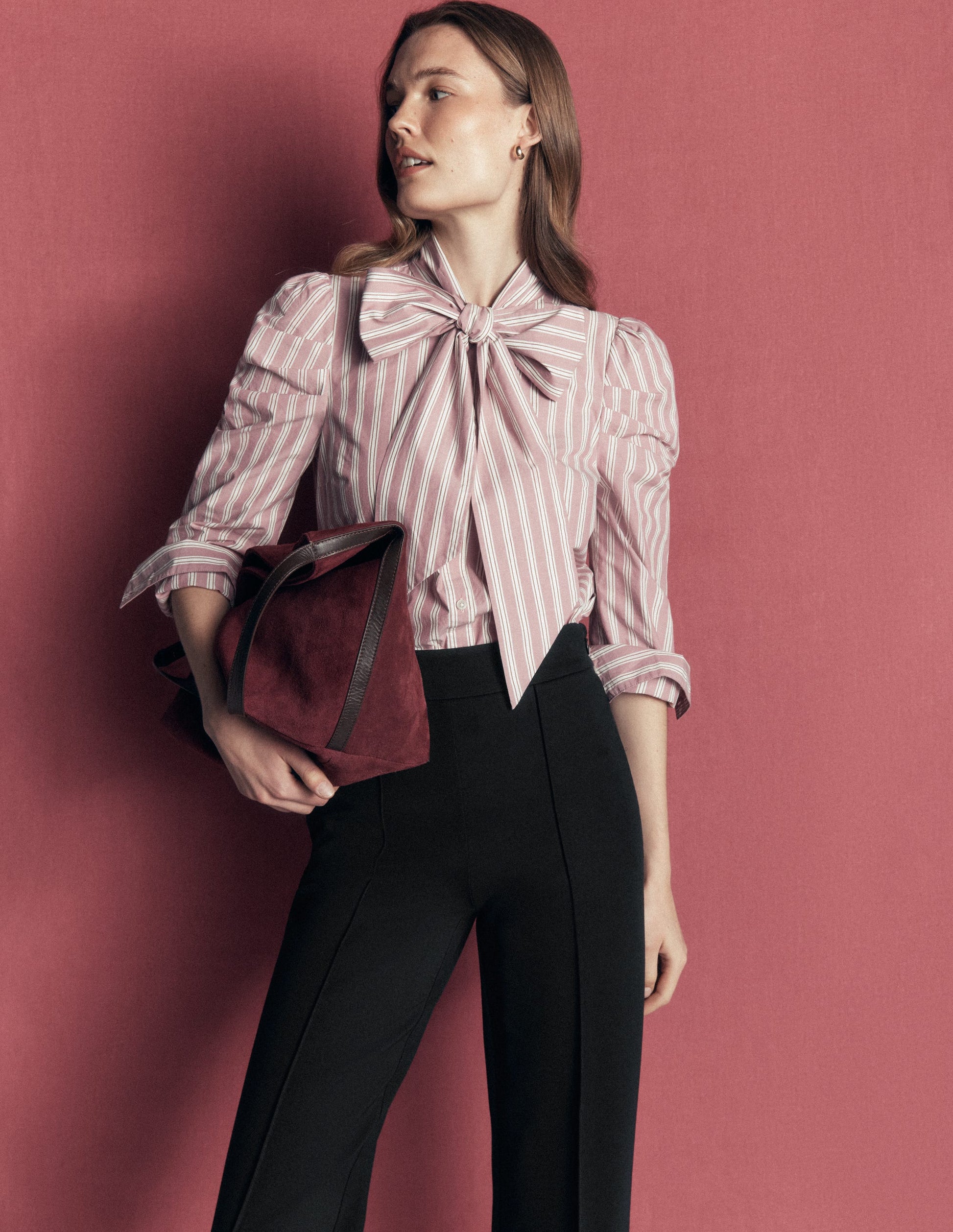 Straight Leg Ponte Trousers-Black-5