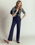 Straight Leg Ponte Trousers-Navy