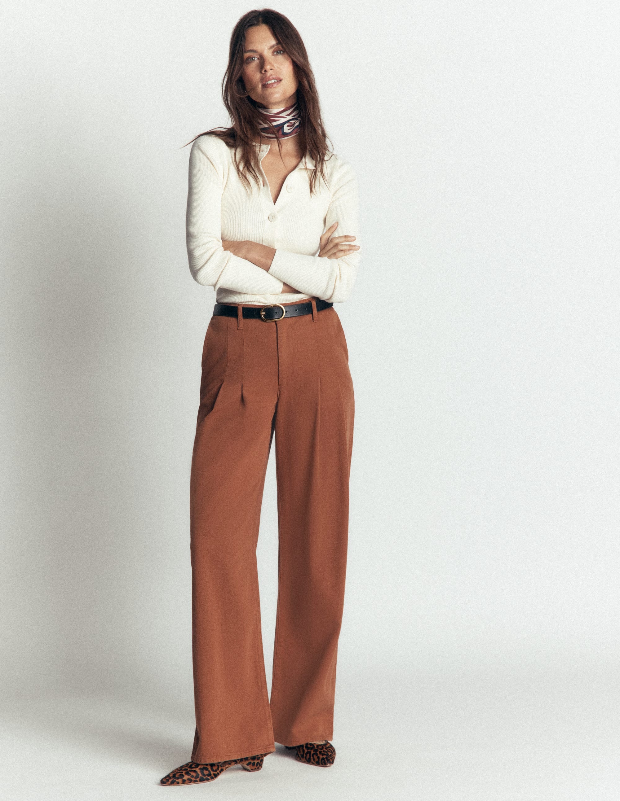 Mayfair Pleat Detail Trousers-Burnt Orange - Image 1
