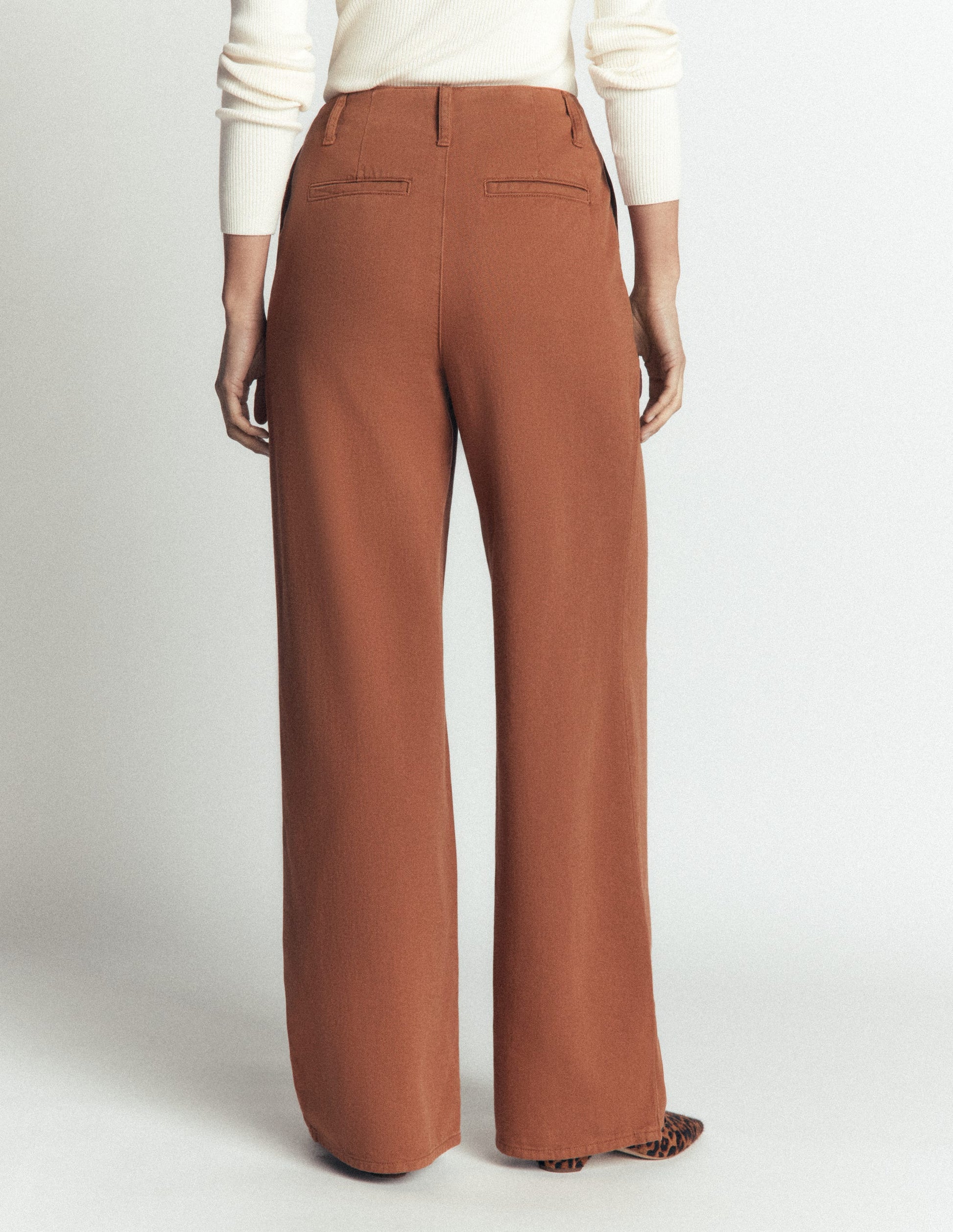 Mayfair Pleat Detail Trousers-Burnt Orange-3