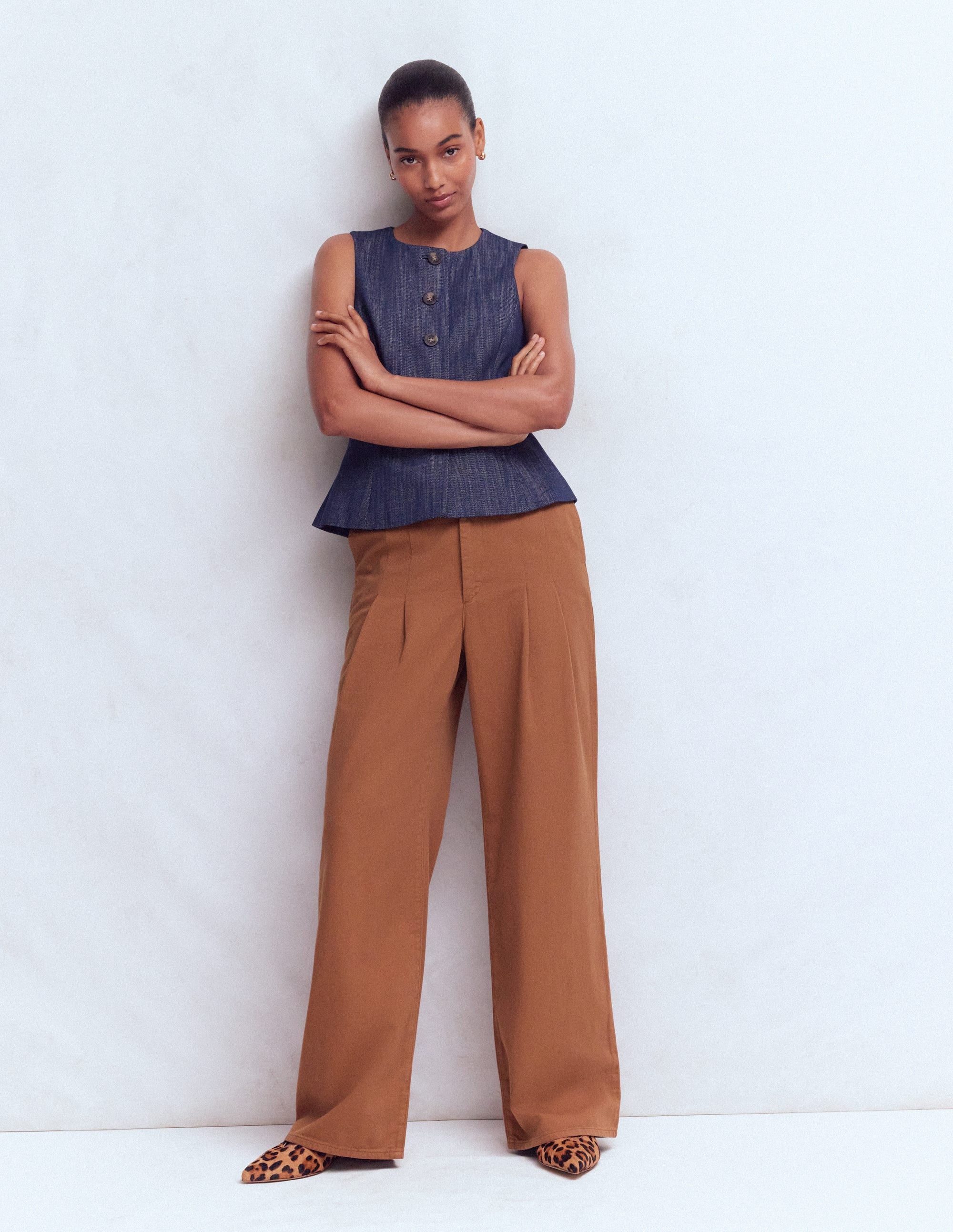Mayfair Pleat Detail Trousers-Burnt Orange - Image 7