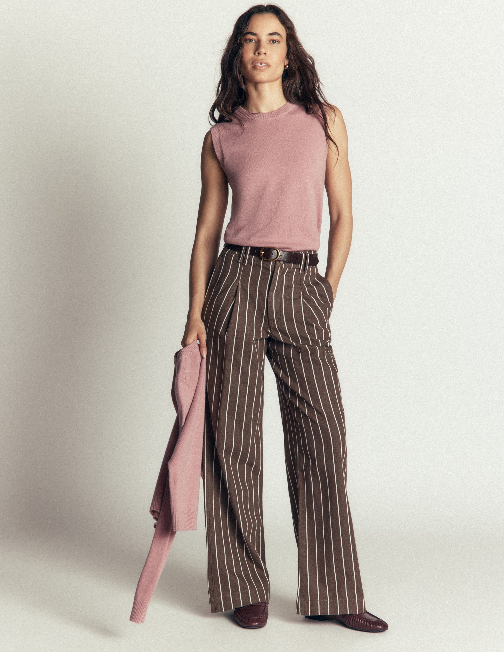 Belgravia Twill Trousers-Brown Stripe-1