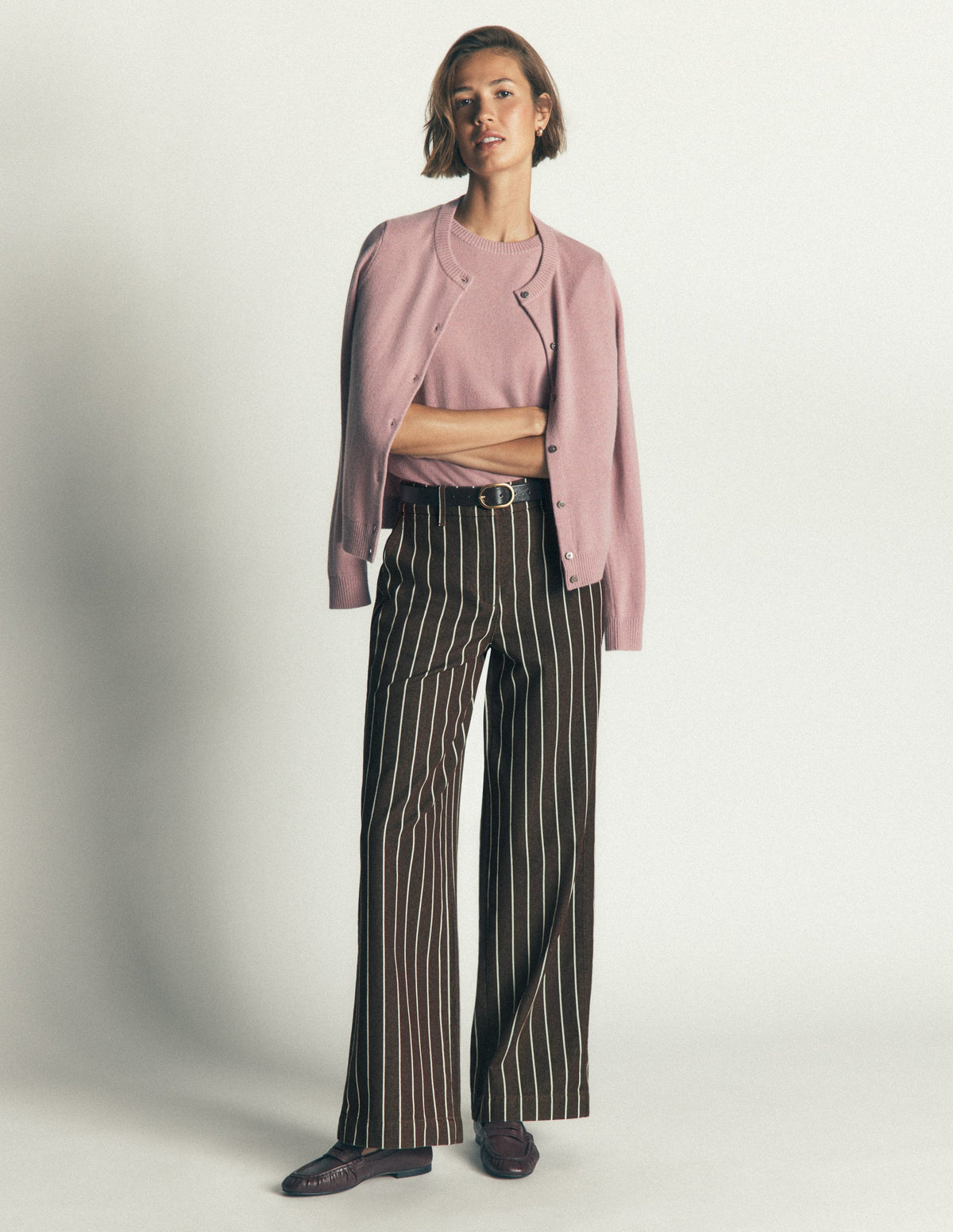 Belgravia Twill Trousers-Brown Stripe - Image 1