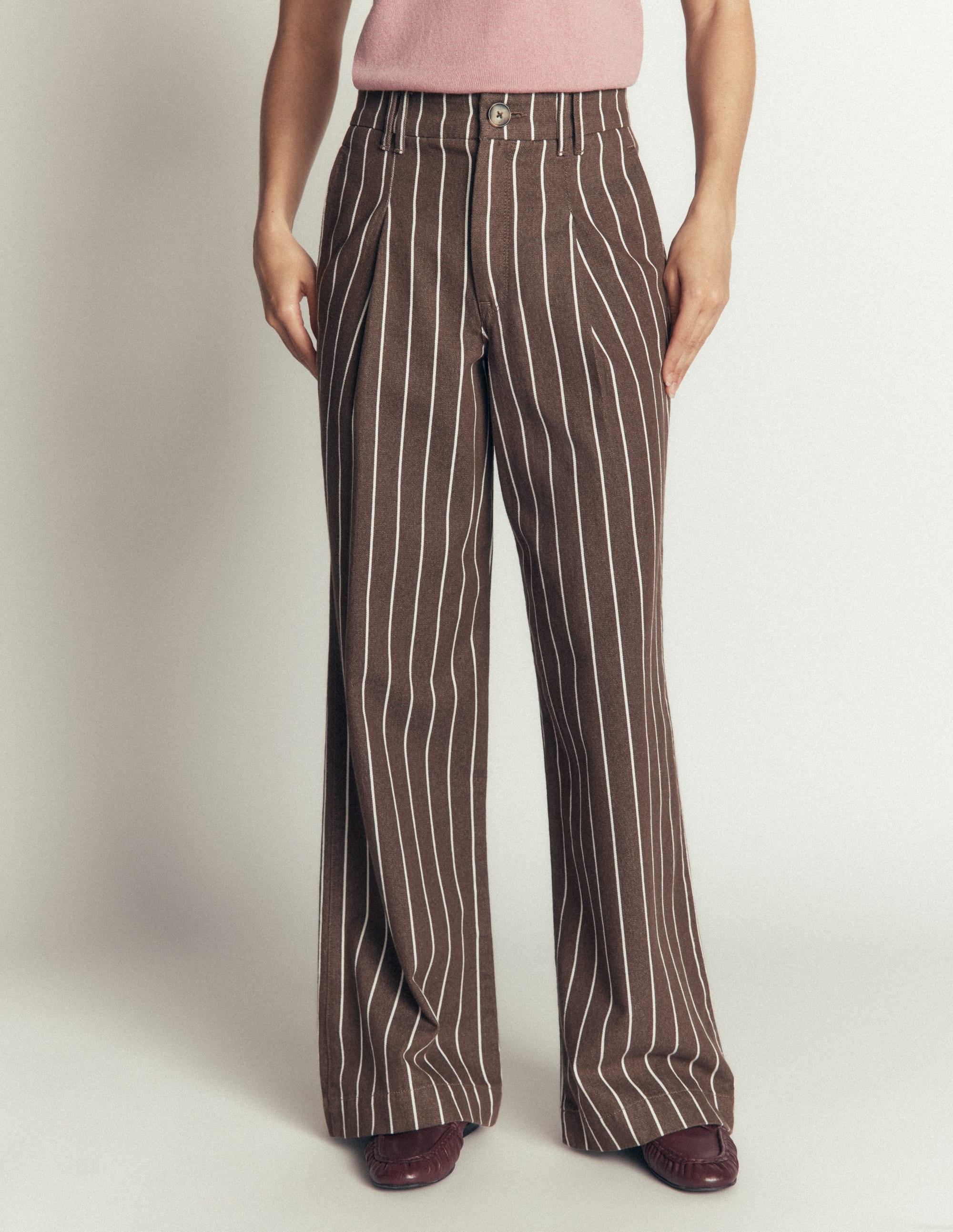 Belgravia Twill Trousers-Brown Stripe - Image 4