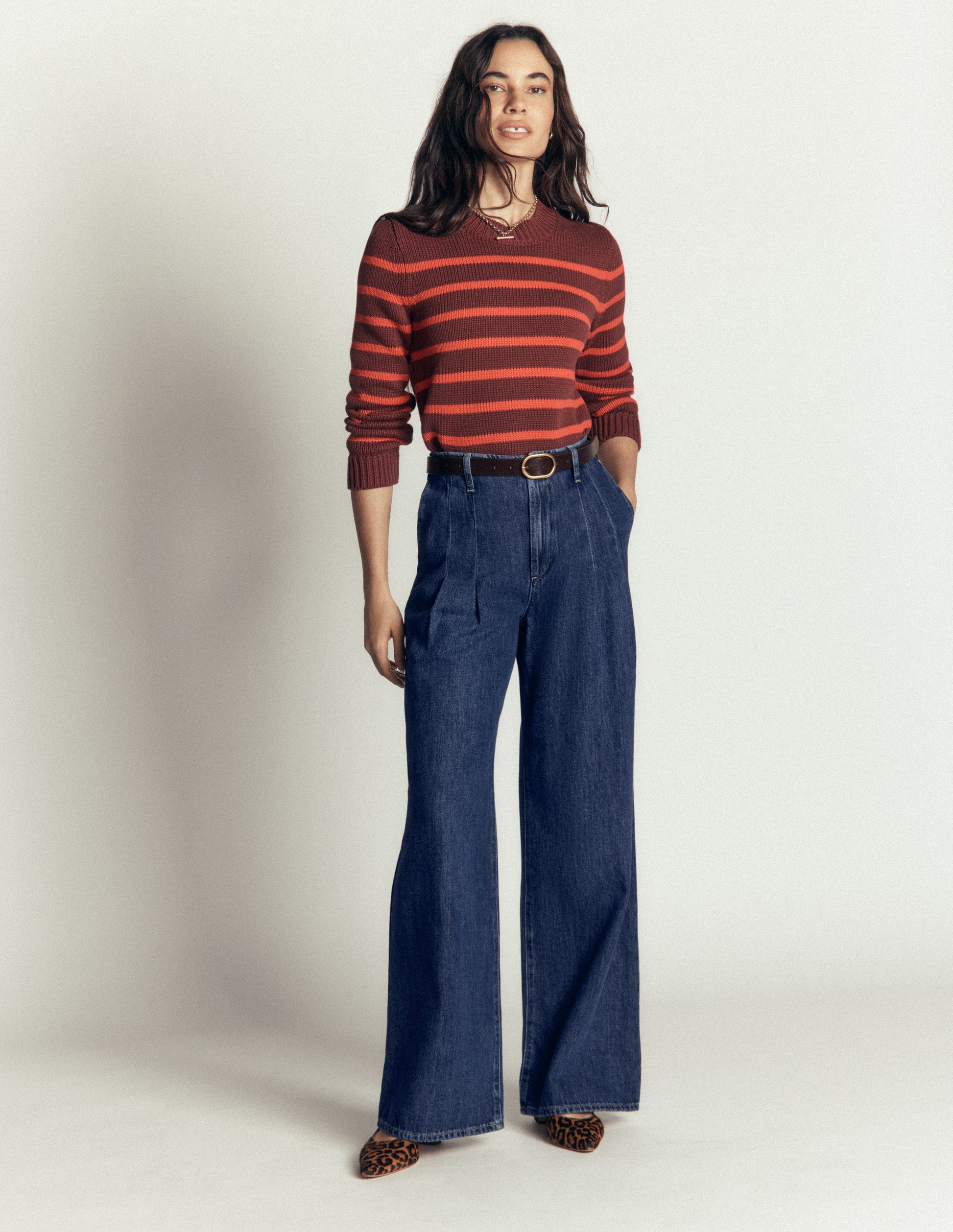 Mayfair Wide Leg Pleat Jeans-Mid Vintage-1