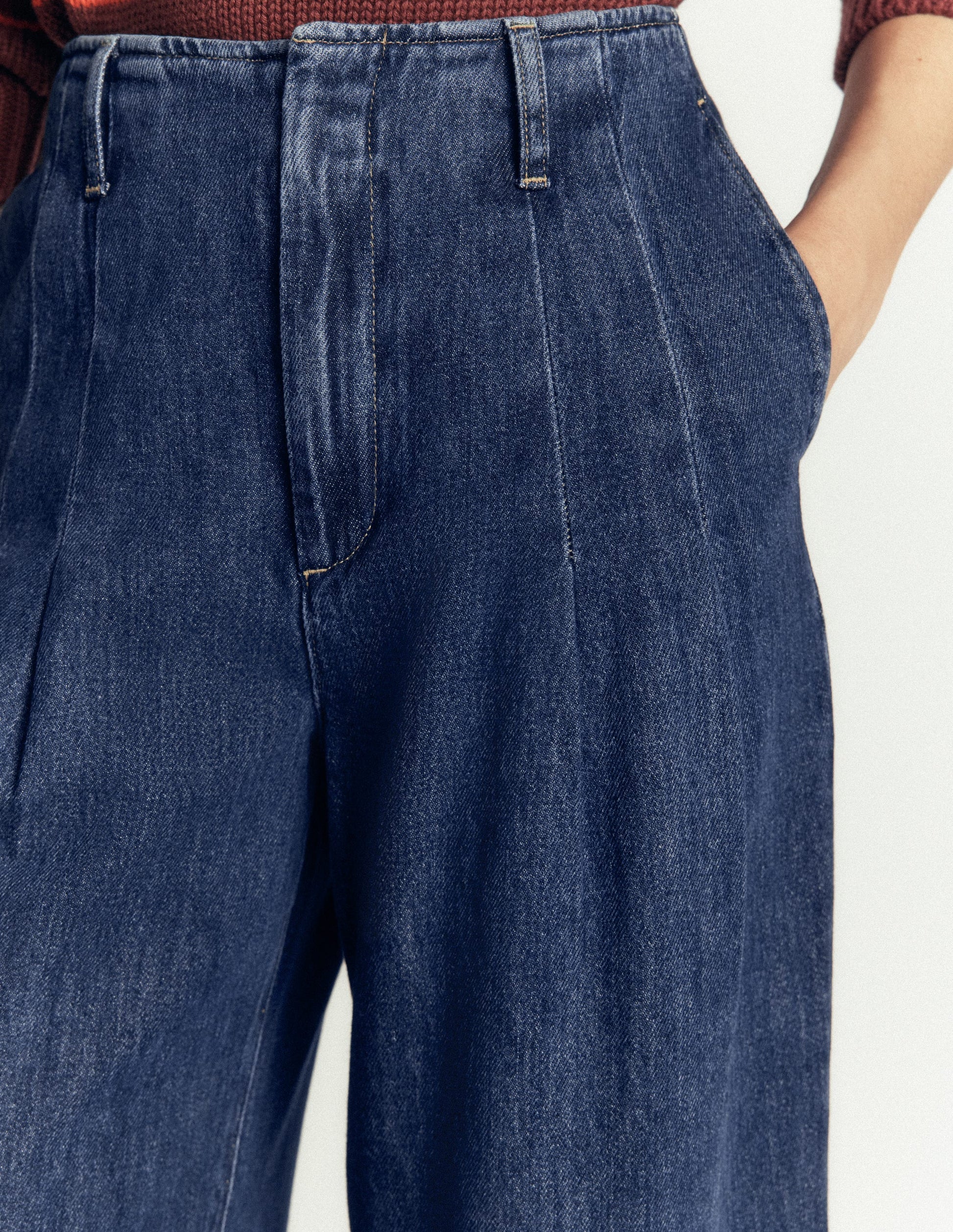 Mayfair Wide Leg Pleat Jeans-Mid Vintage-2