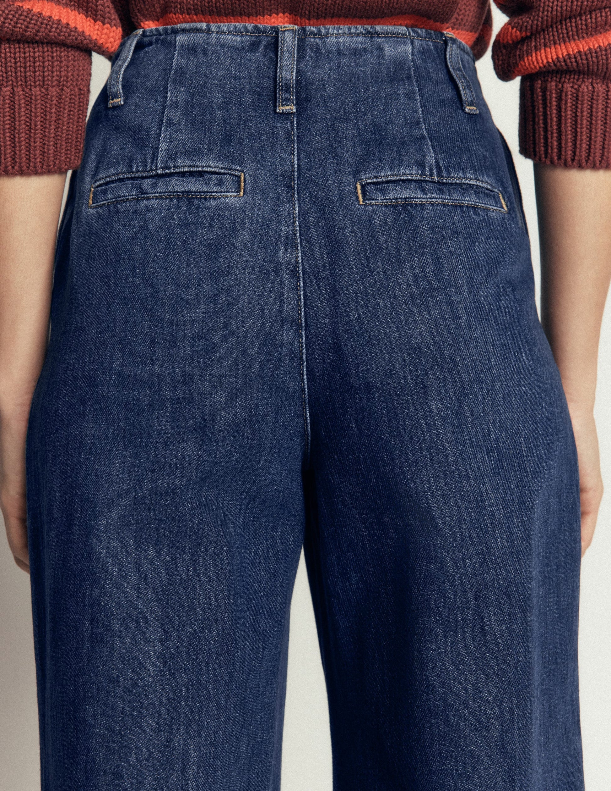 Mayfair Wide Leg Pleat Jeans-Mid Vintage-5