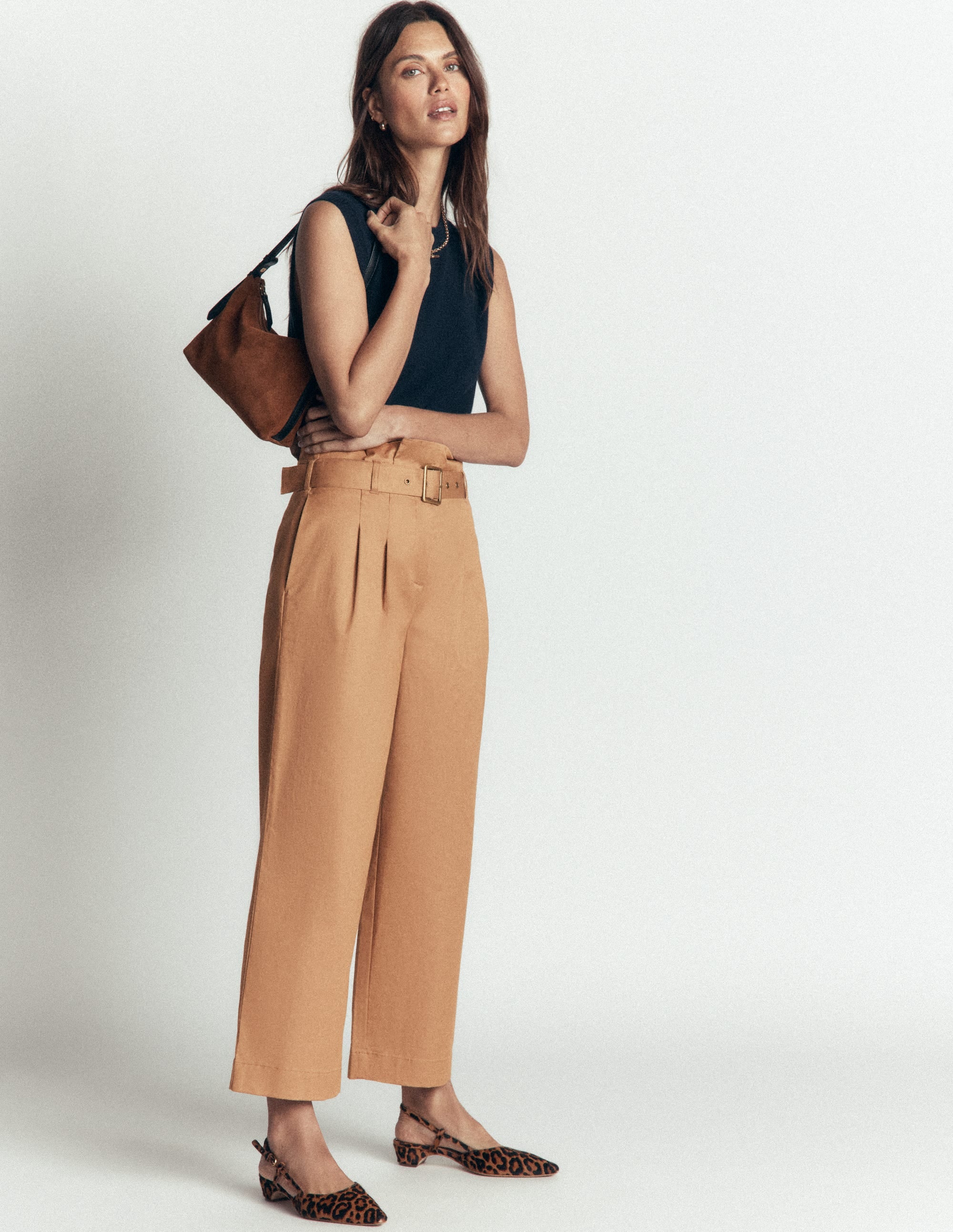Paperbag Waist Trousers-Cappuccino - Image 1
