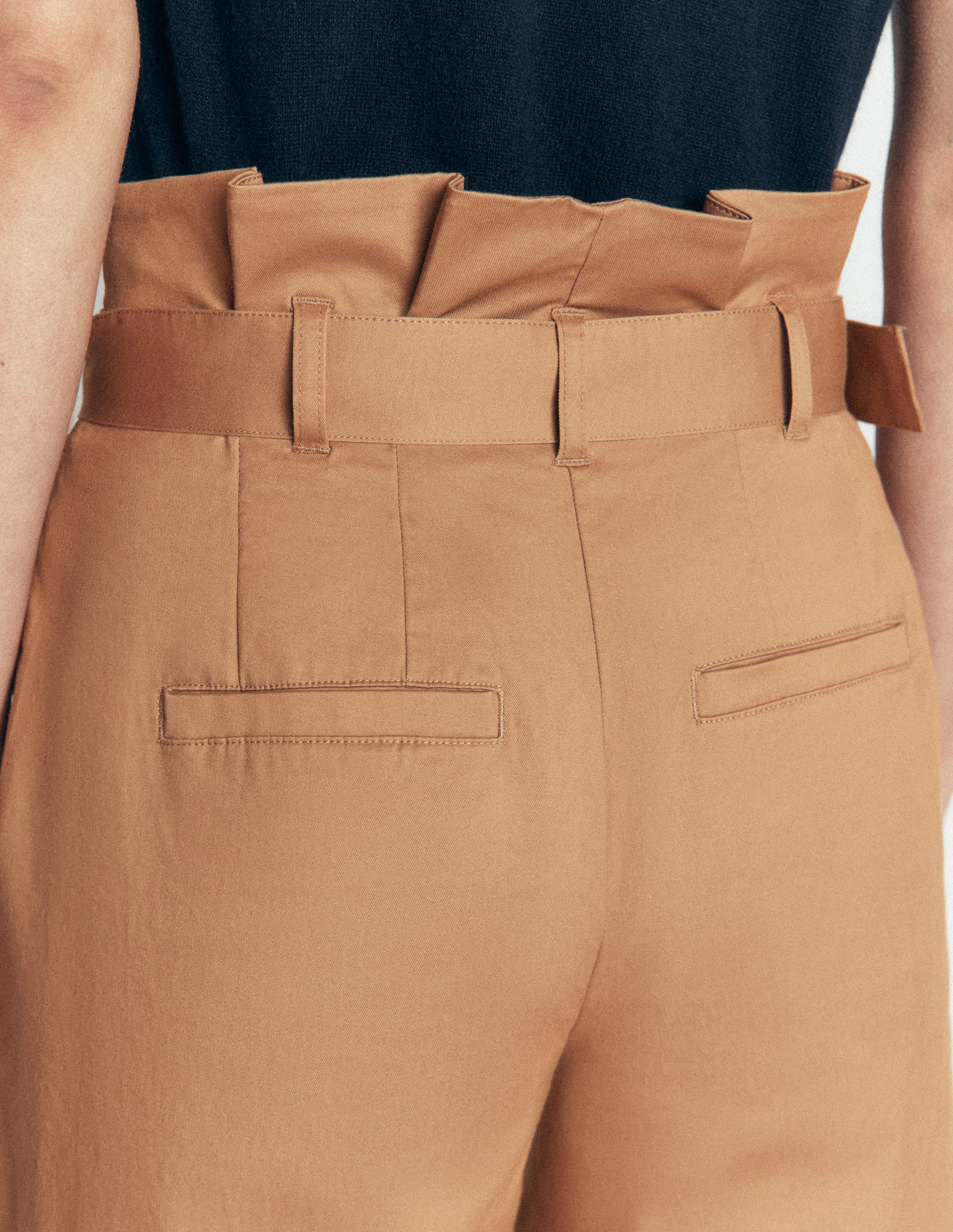 Paperbag Waist Trousers-Cappuccino - Image 2