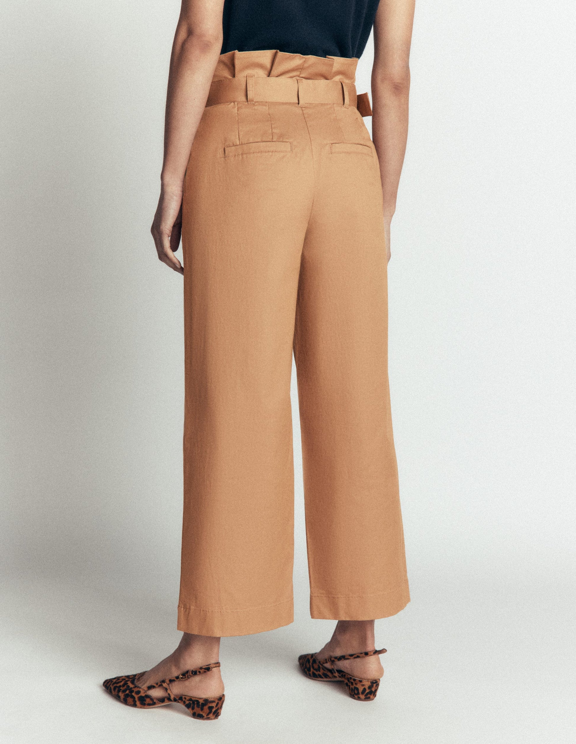 Paperbag Waist Trousers-Cappuccino-3
