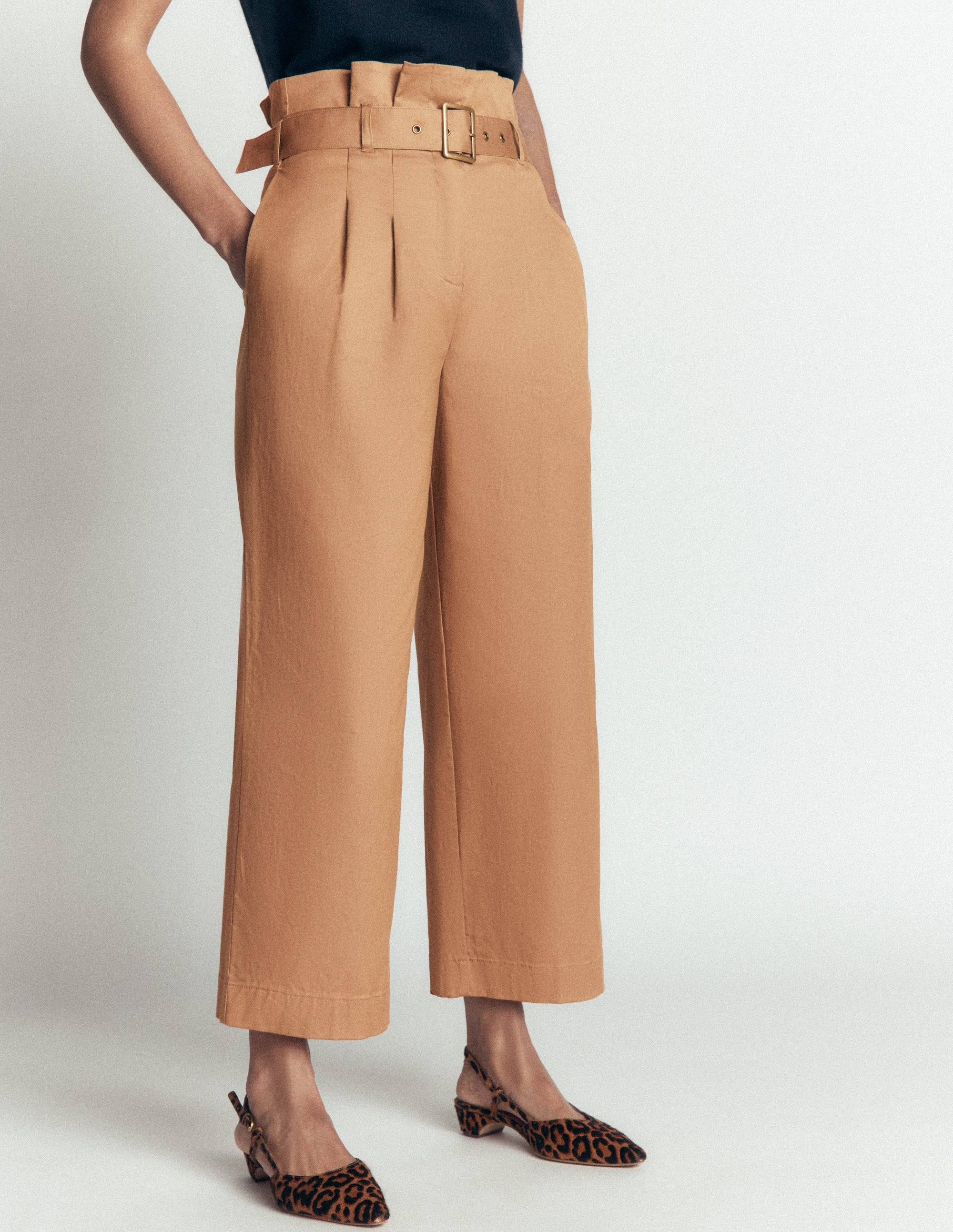 Paperbag Waist Trousers-Cappuccino - Image 4
