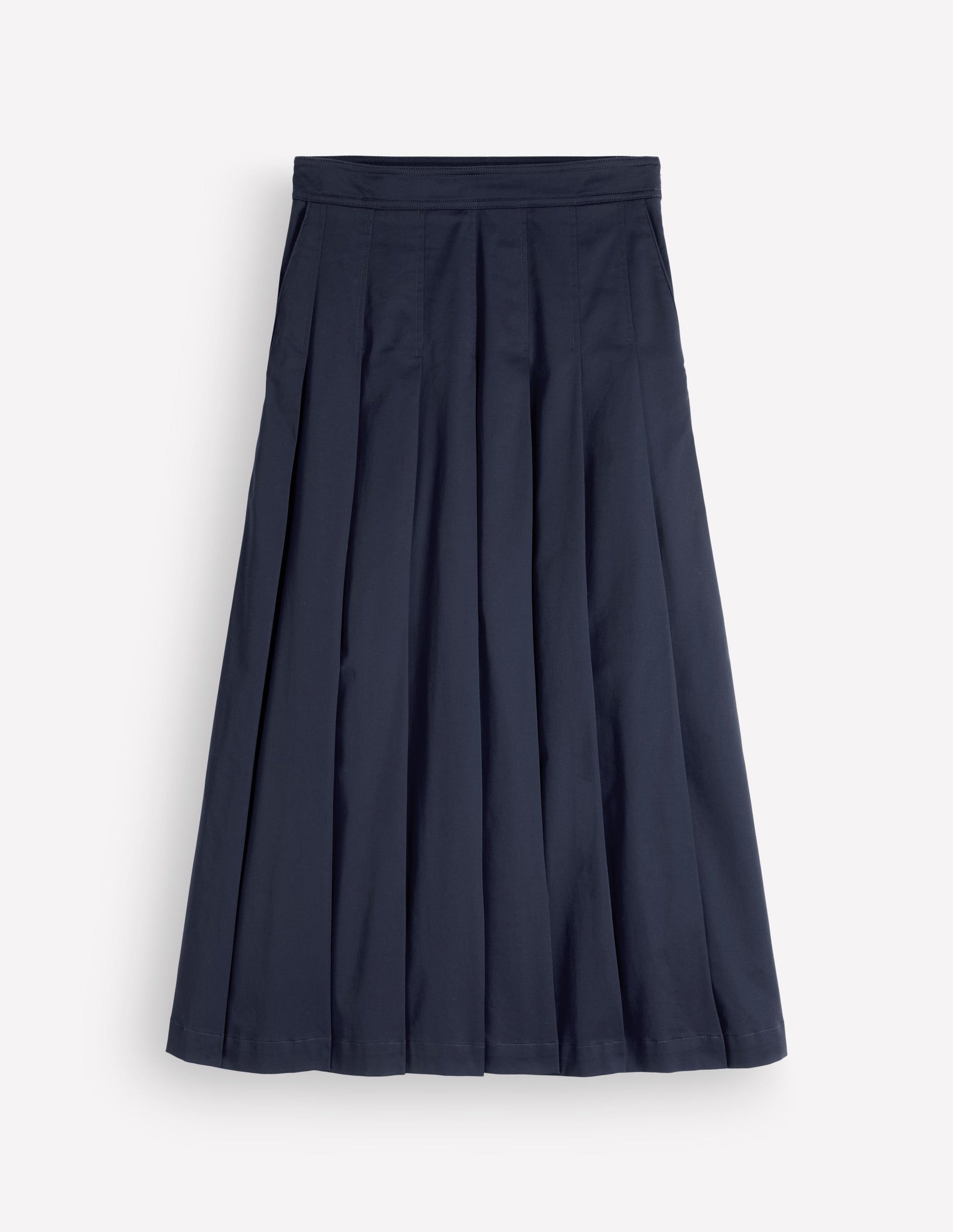 Aya cotton sateen Midi Skirt-Navy-5