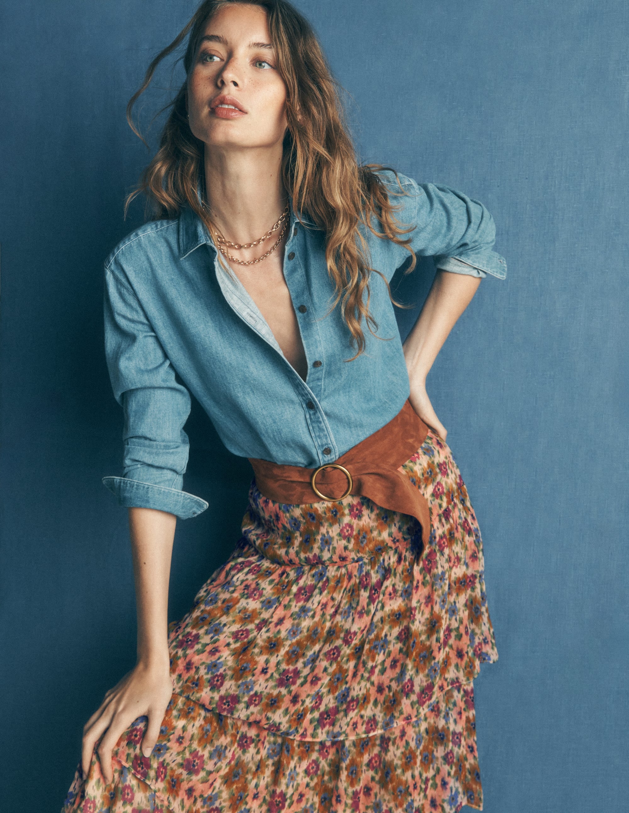 Tiered Ruffle Midi Skirt-Multi, Flecked Garden - Image 2