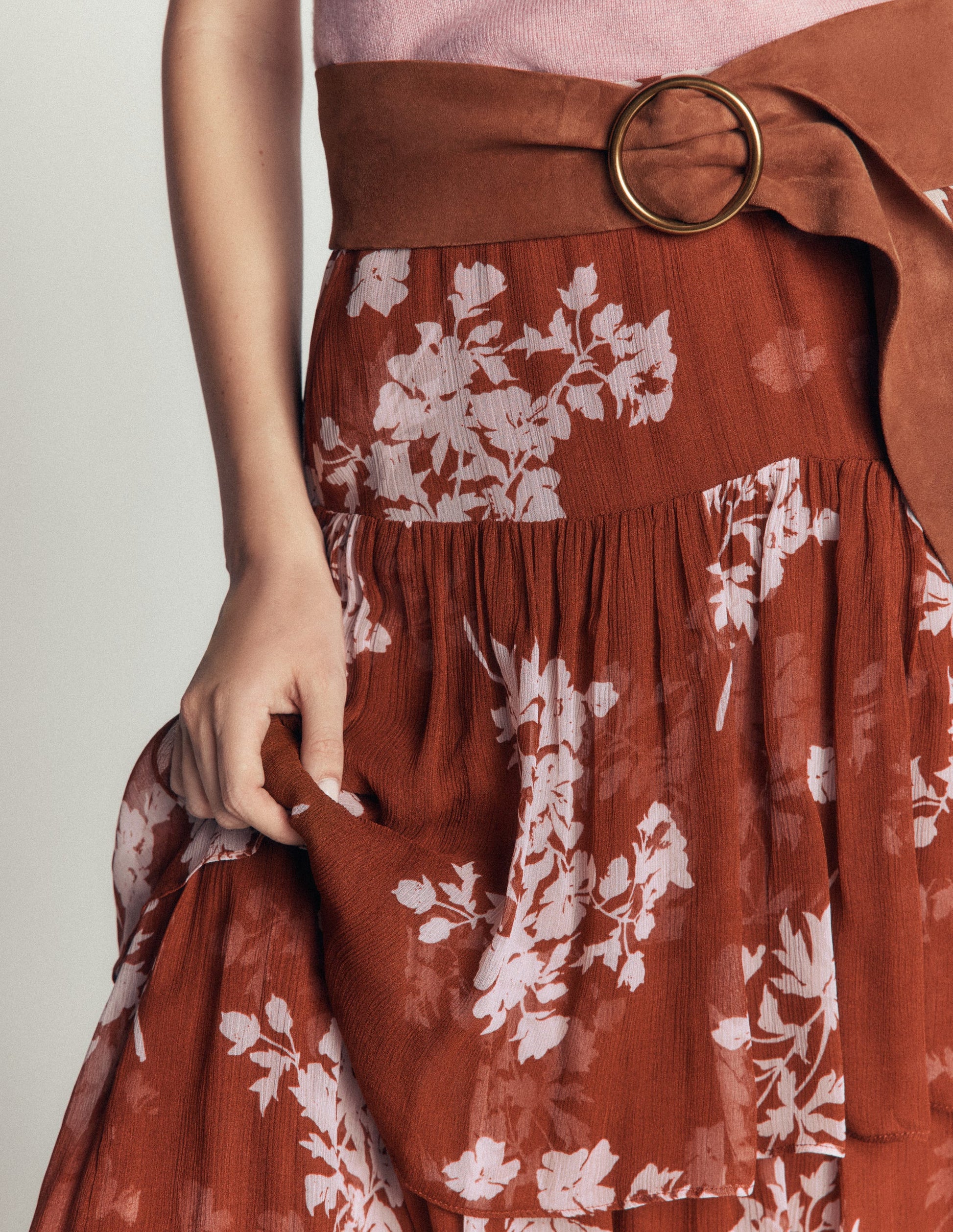 Tiered Ruffle Midi Skirt-Arabian Spice, Flecked Bunch-2