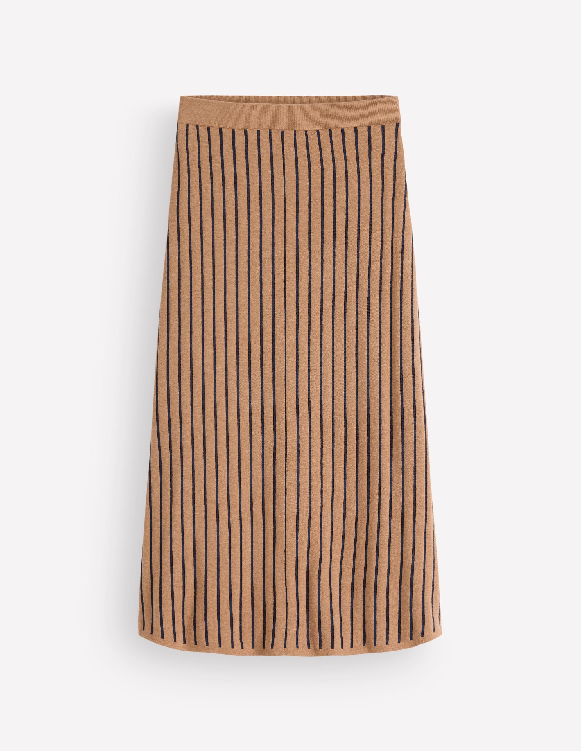 Jacquard Knitted Midi Skirt-Camel Stripe - Image 5