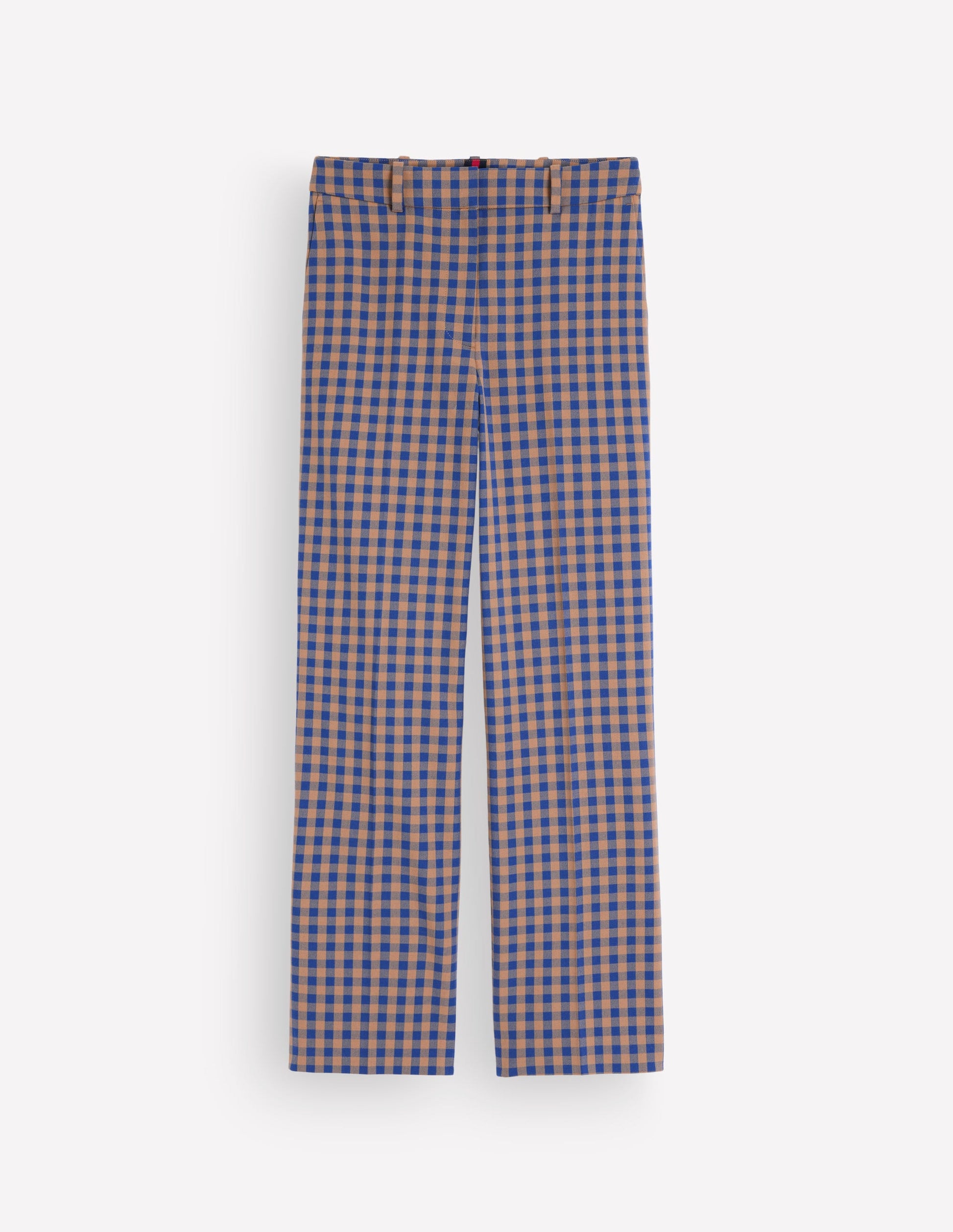 Canonbury Cotton 7/8 Trousers-Camel, Blue Gingham-8