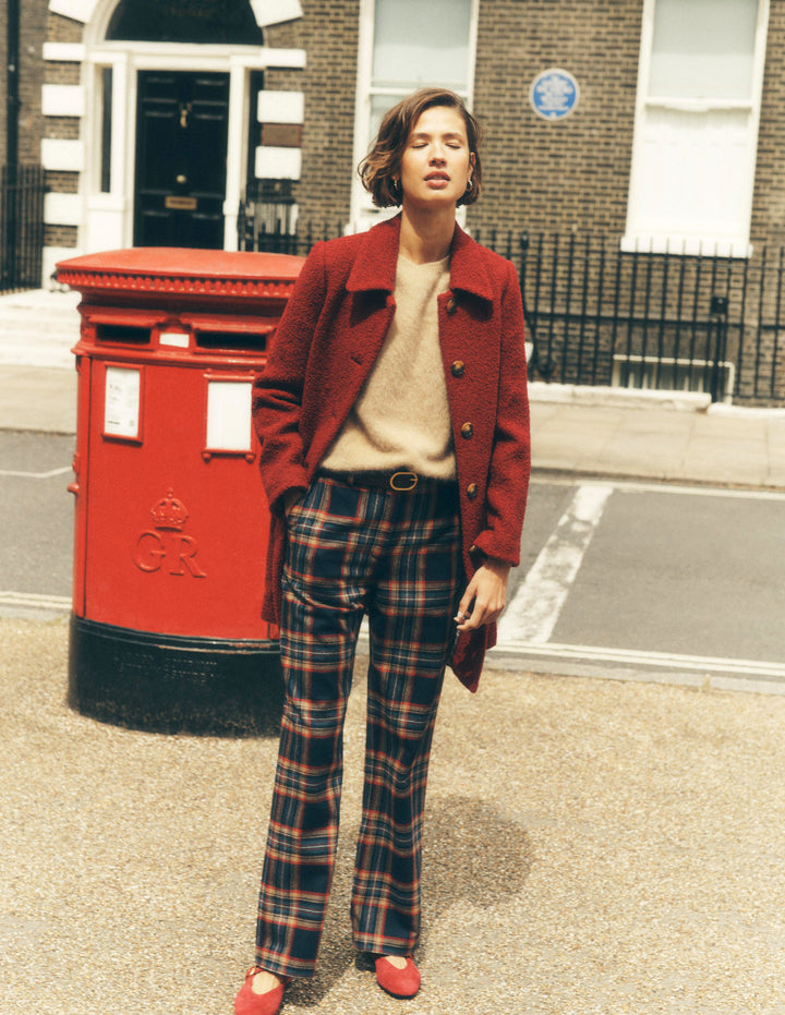 Fitzrovia Wool Blend Trousers-Navy and Camel Check
