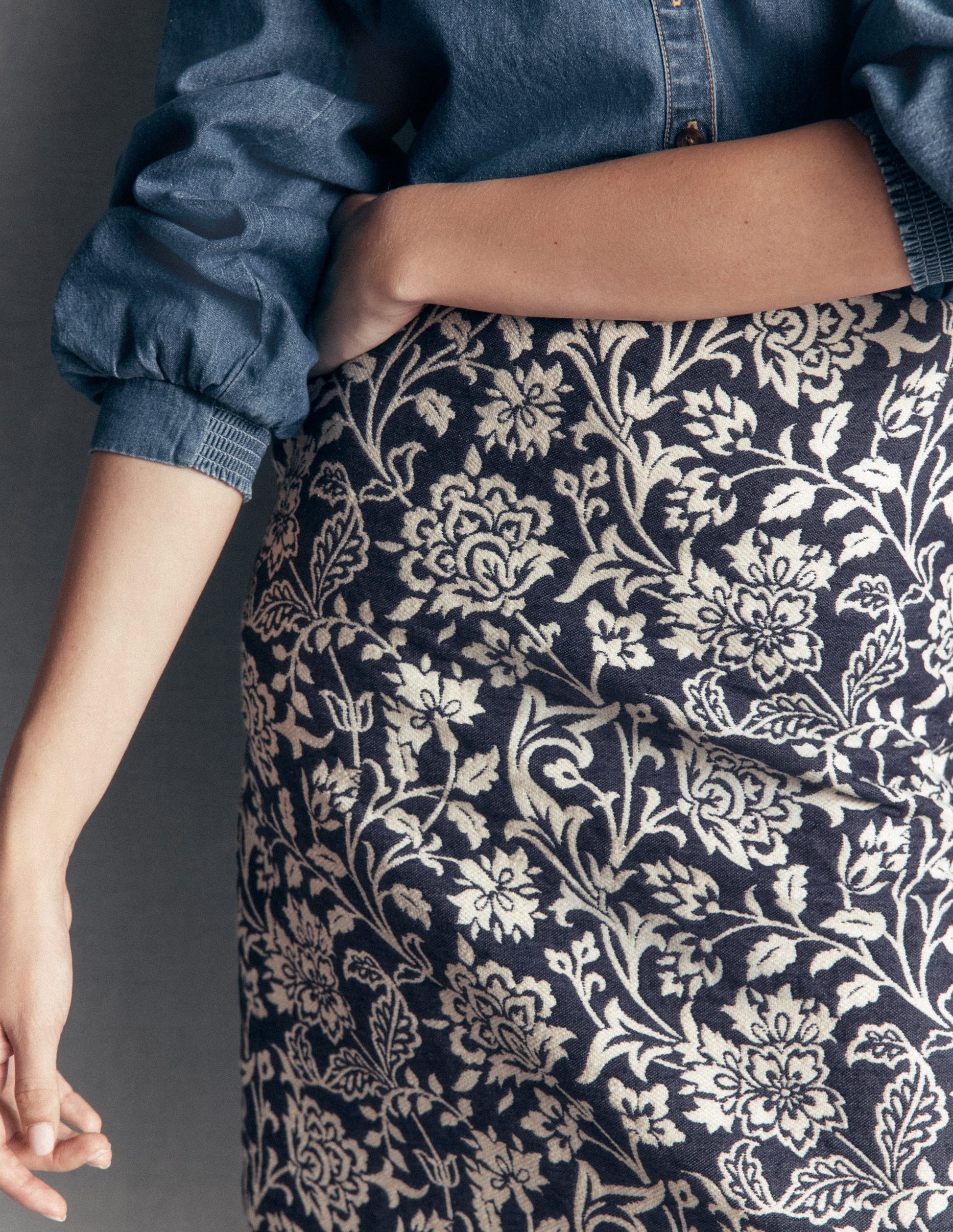 Jacquard A-Line Skirt-FLORAL JACQUARD-3