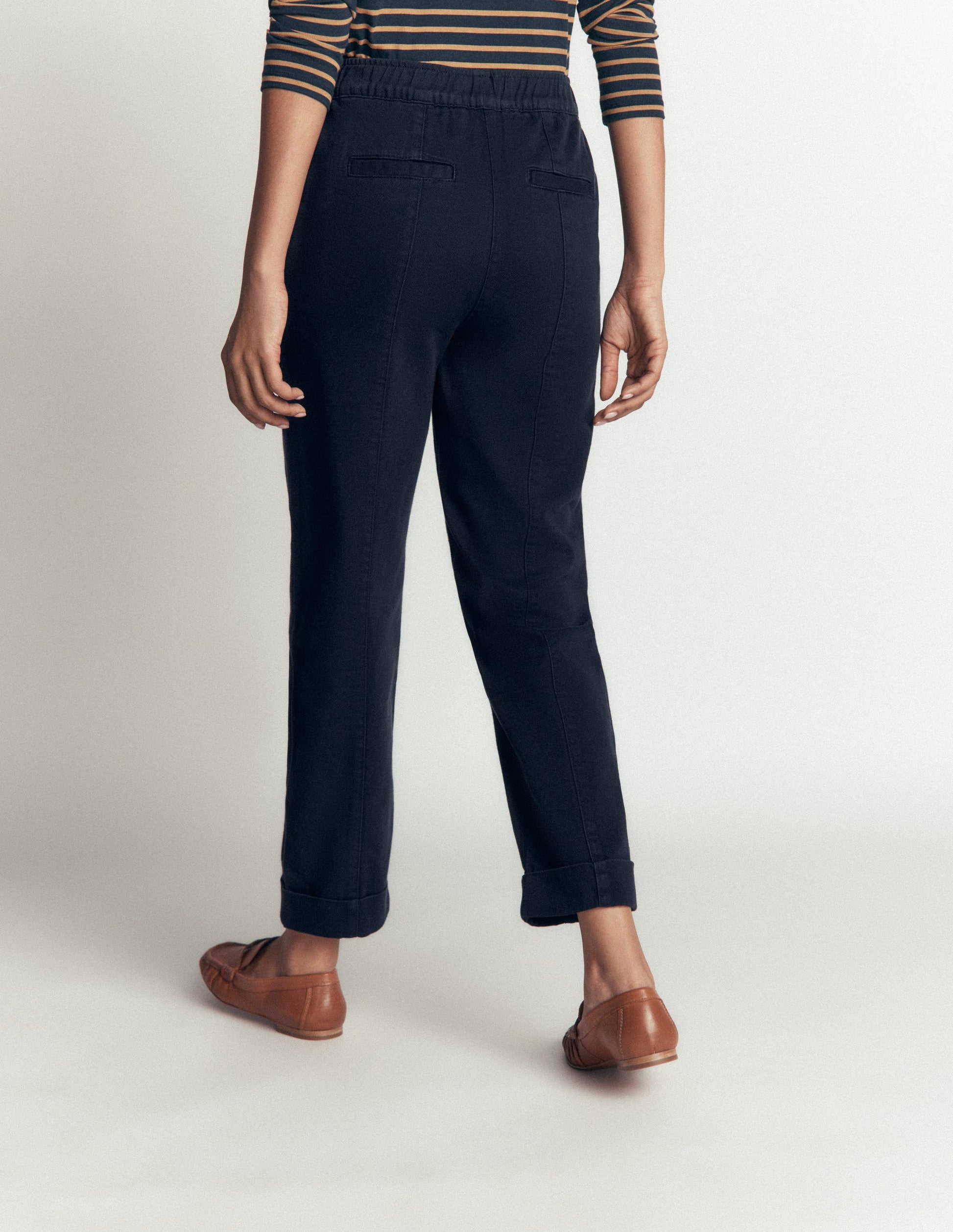 Mid Rise Straight Leg Trousers-Navy-2