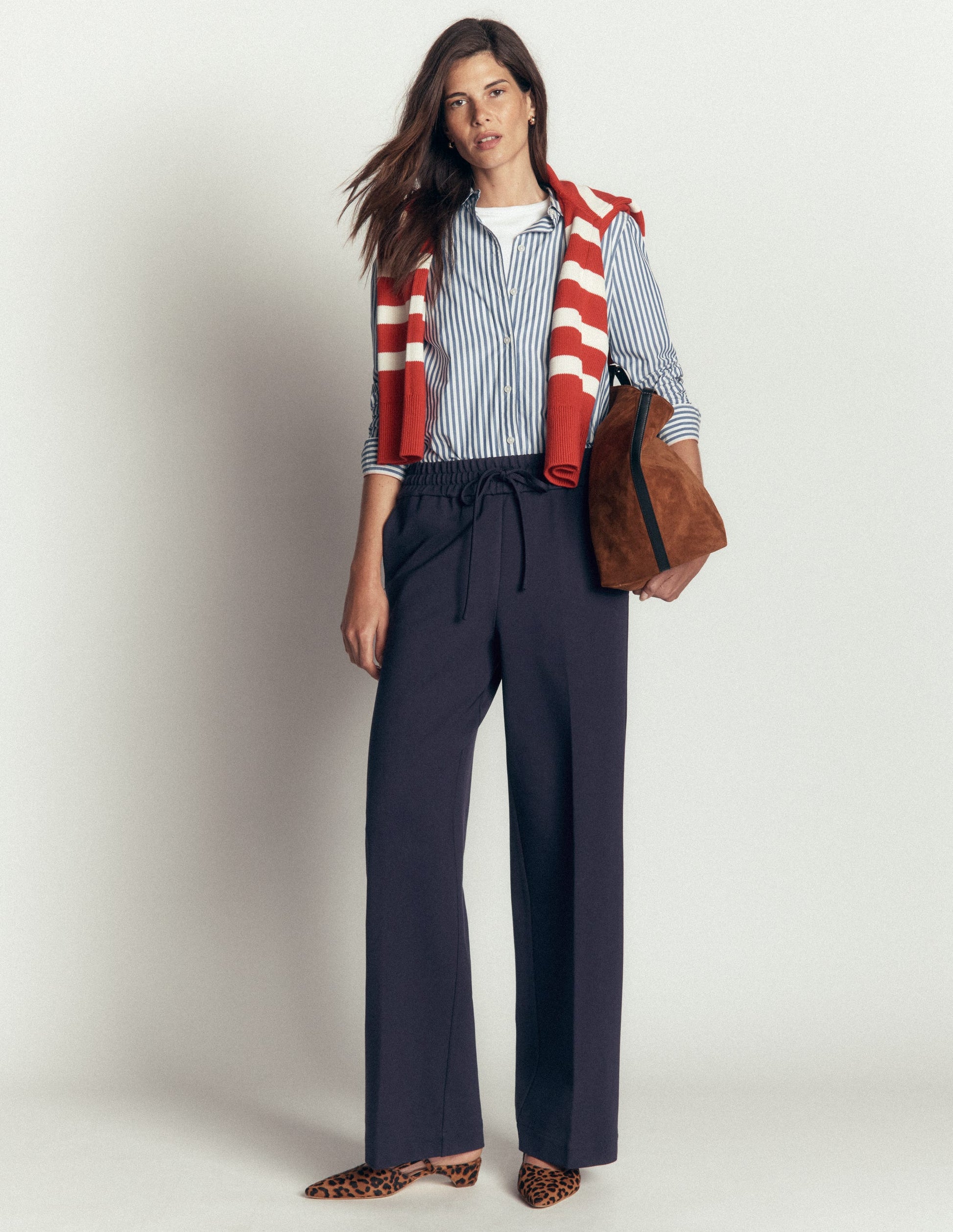Greenwich Tie Ponte Trousers-Navy-1