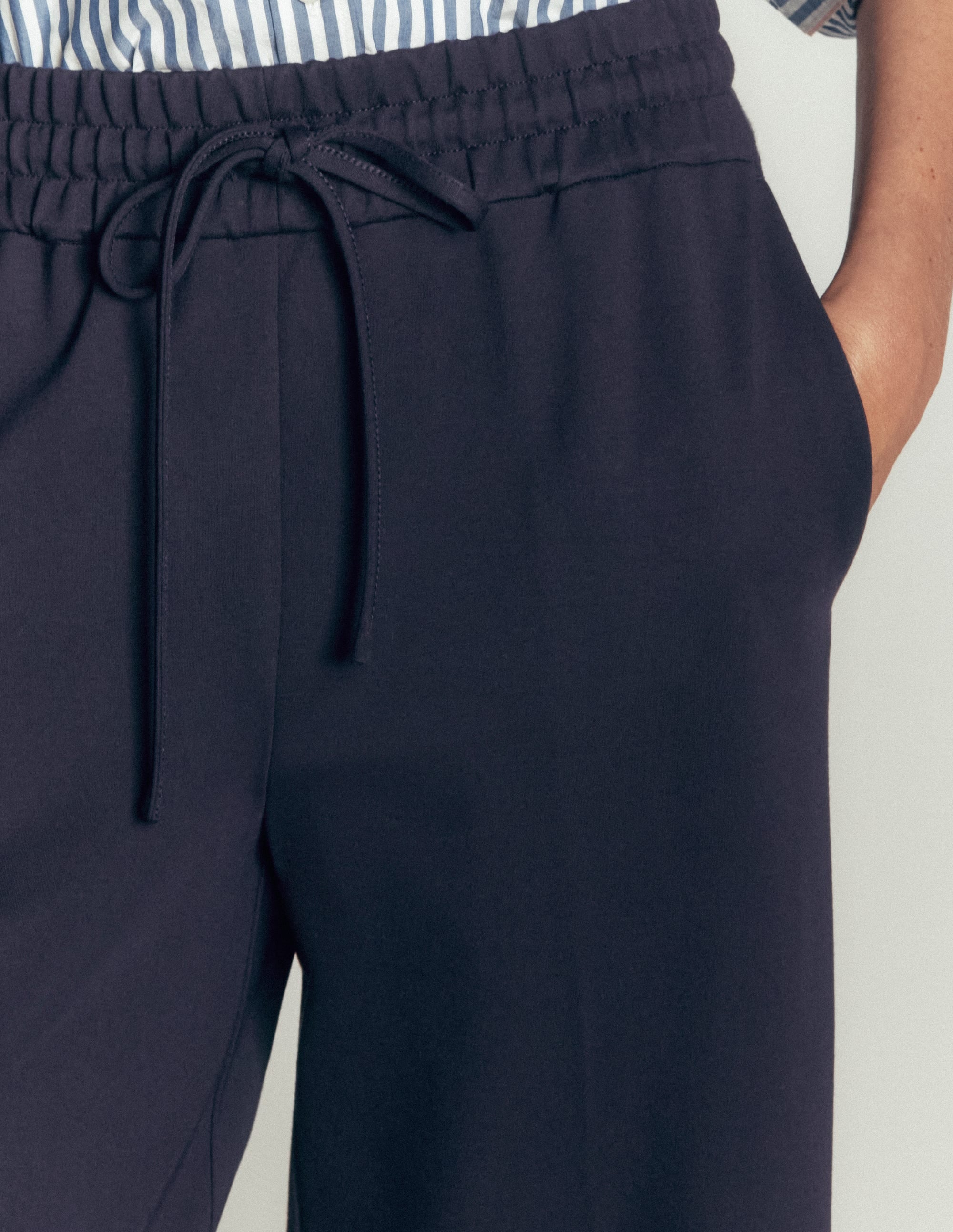 Greenwich Tie Ponte Trousers-Navy - Image 2