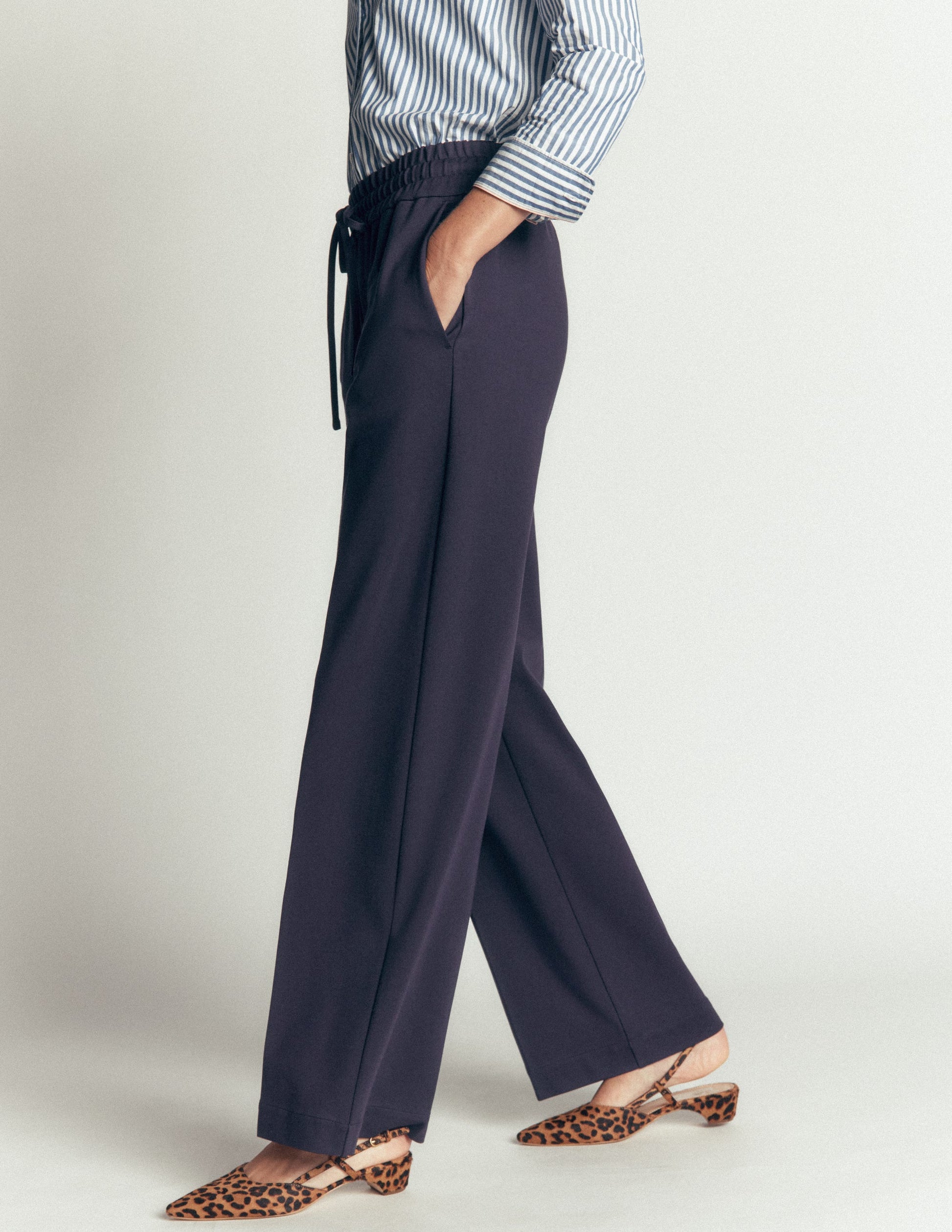 Greenwich Tie Ponte Trousers-Navy-5