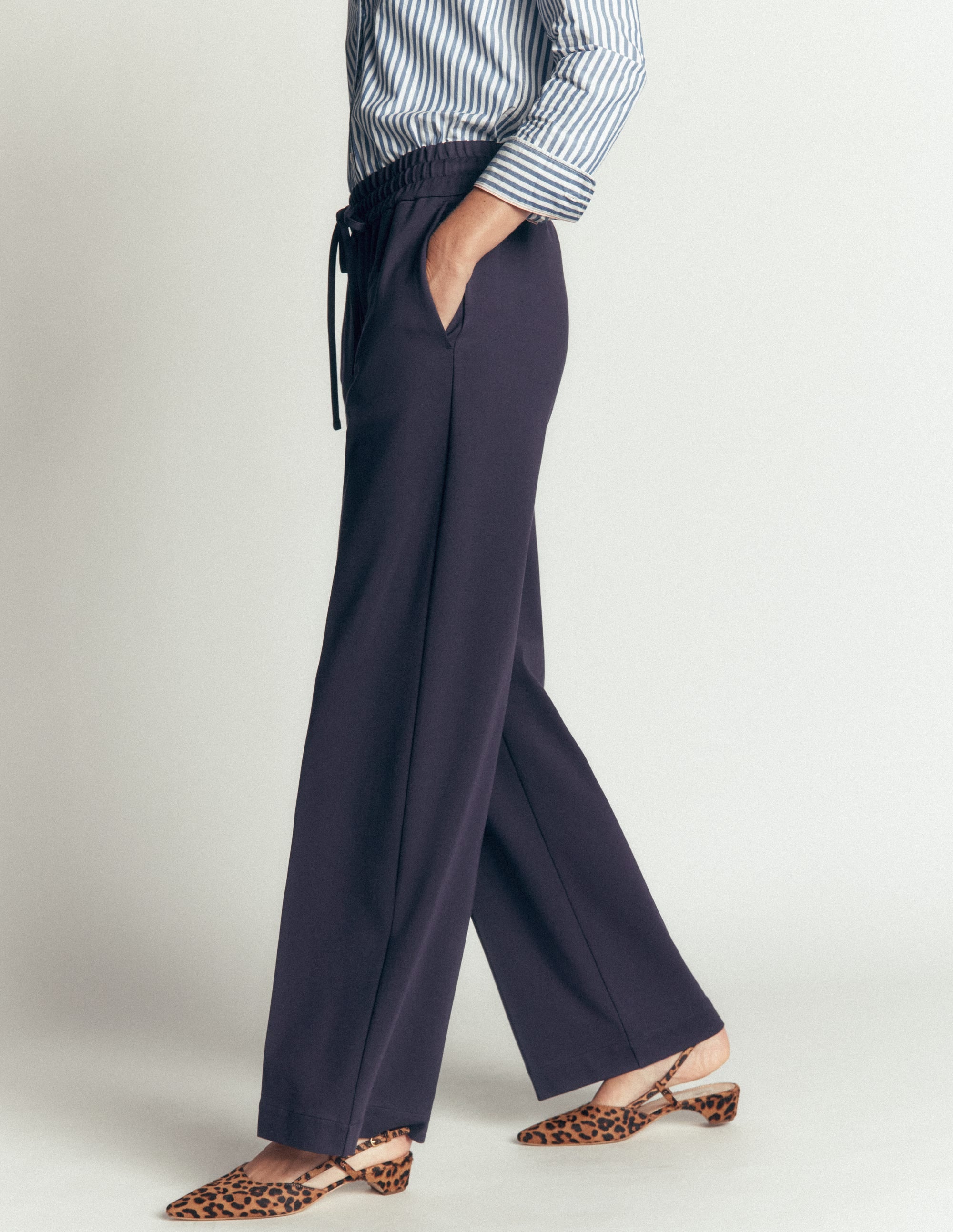 Greenwich Tie Ponte Trousers-Navy - Image 5
