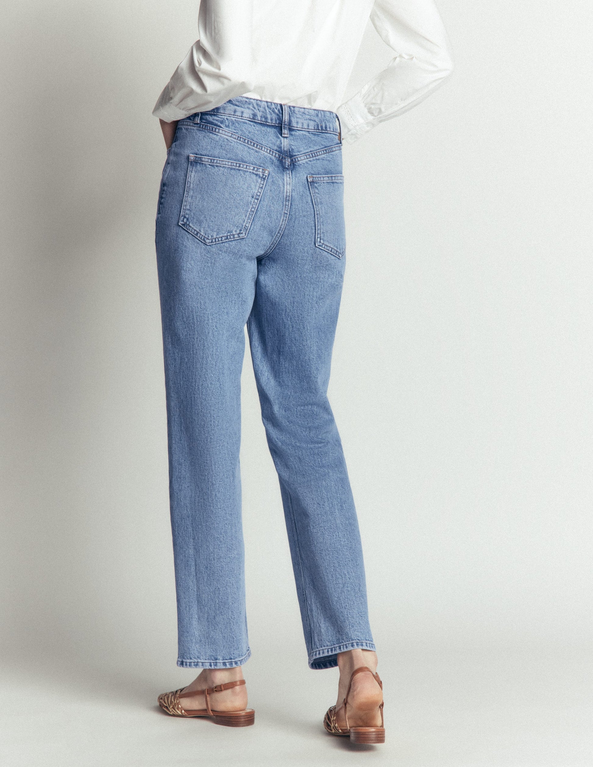 High Rise Straight Jeans-Light Vintage-3
