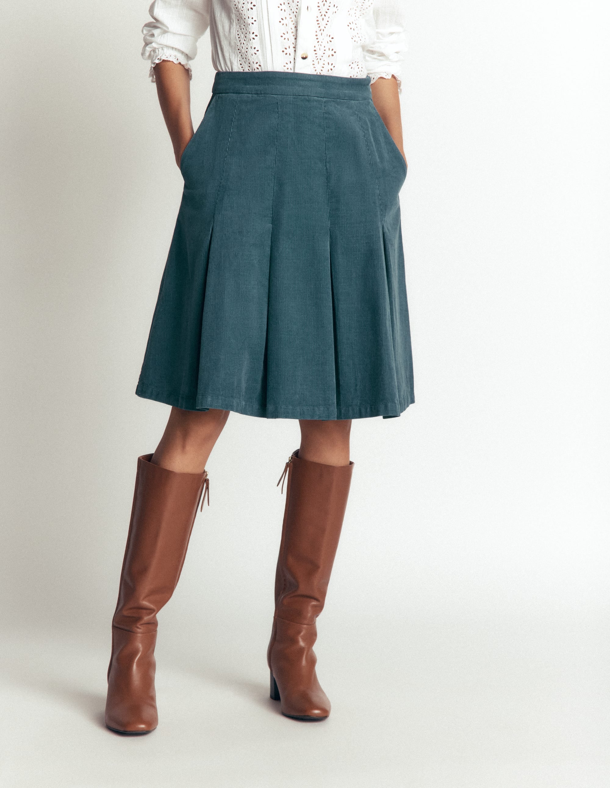 Flippy Cord Skirt-Storm Blue - Image 2