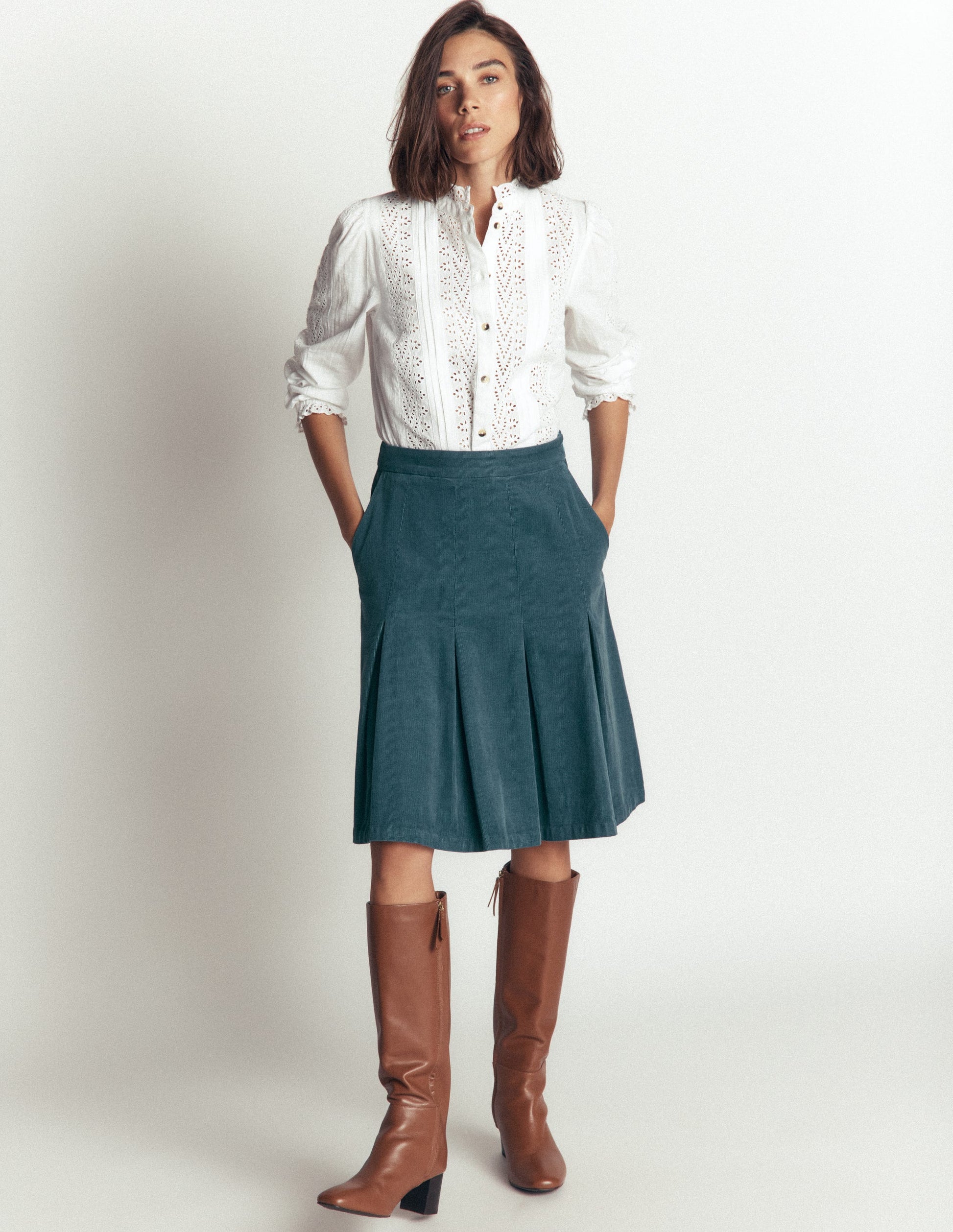Flippy Cord Skirt-Storm Blue-5