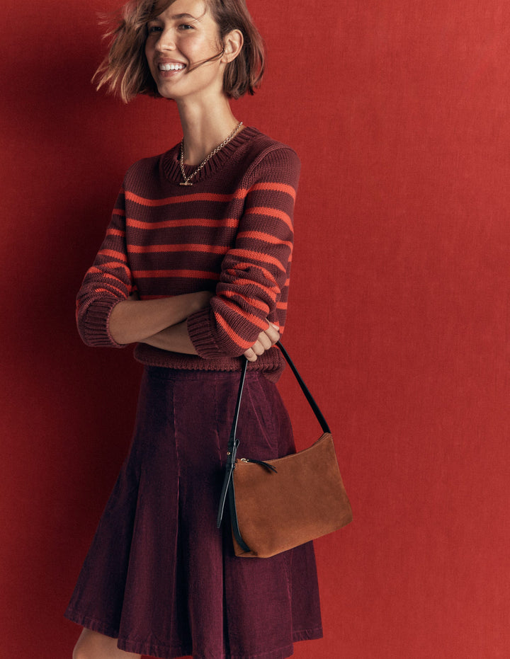 Flippy Cord Skirt-Dark Cherry