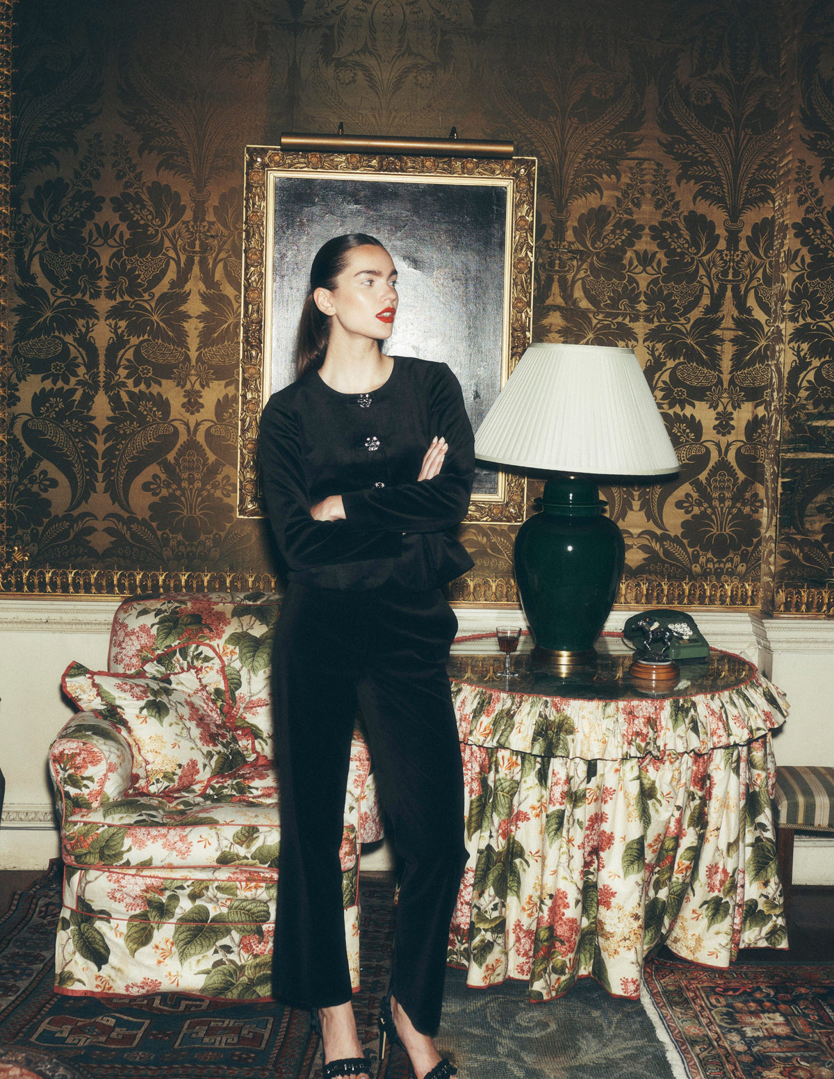 Canonbury Velvet Trousers-Black - Image 1