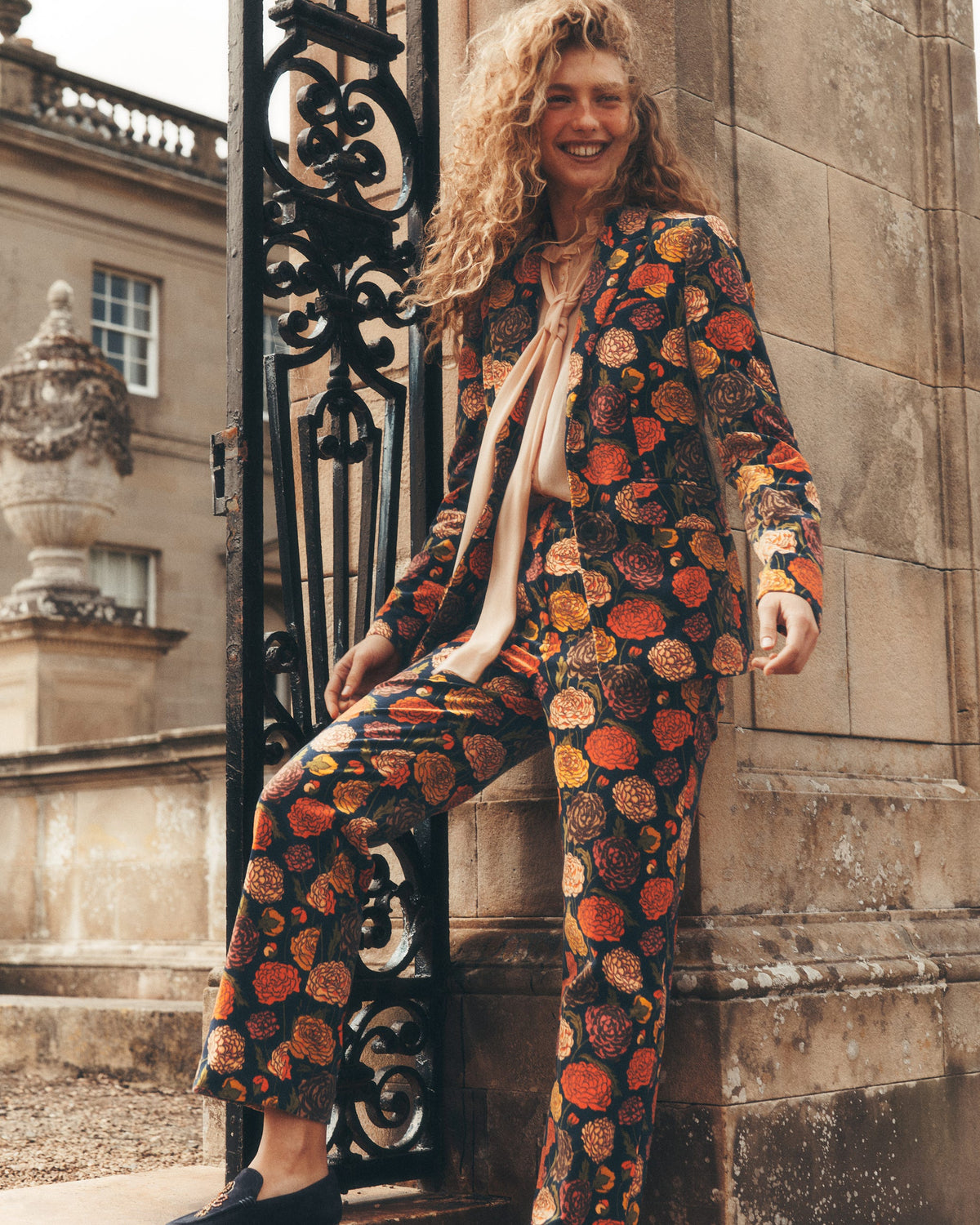 Canonbury Velvet Trousers-Floral Print-1