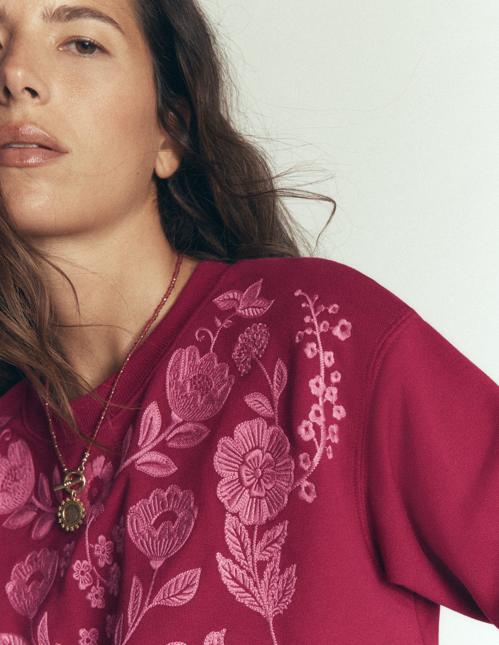 Emi Embroidered Sweatshirt-Rhododendron Embroidery - Image 2