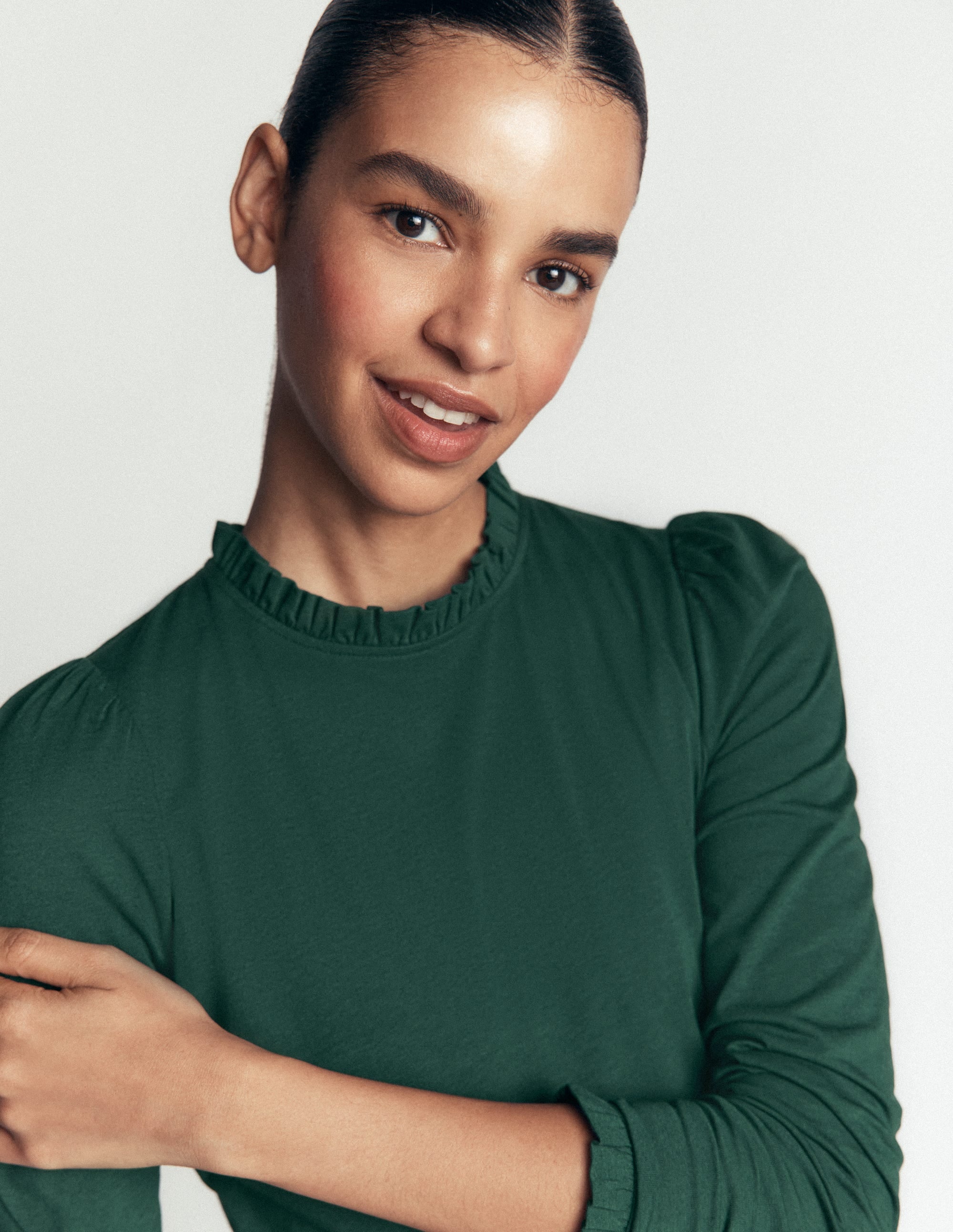 Supersoft Frill Detail Top-Midnight Teal - Image 2