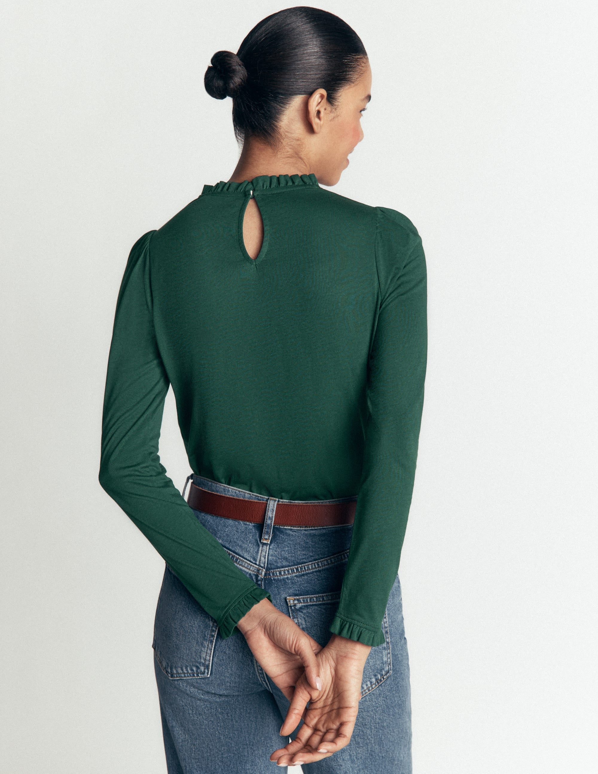 Supersoft Frill Detail Top-Midnight Teal - Image 3