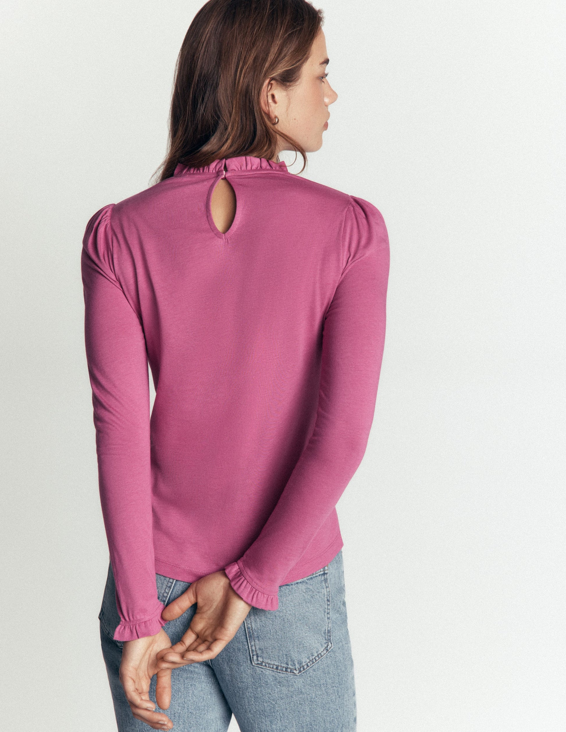 Supersoft Frill Detail Top-Purple Damson-2