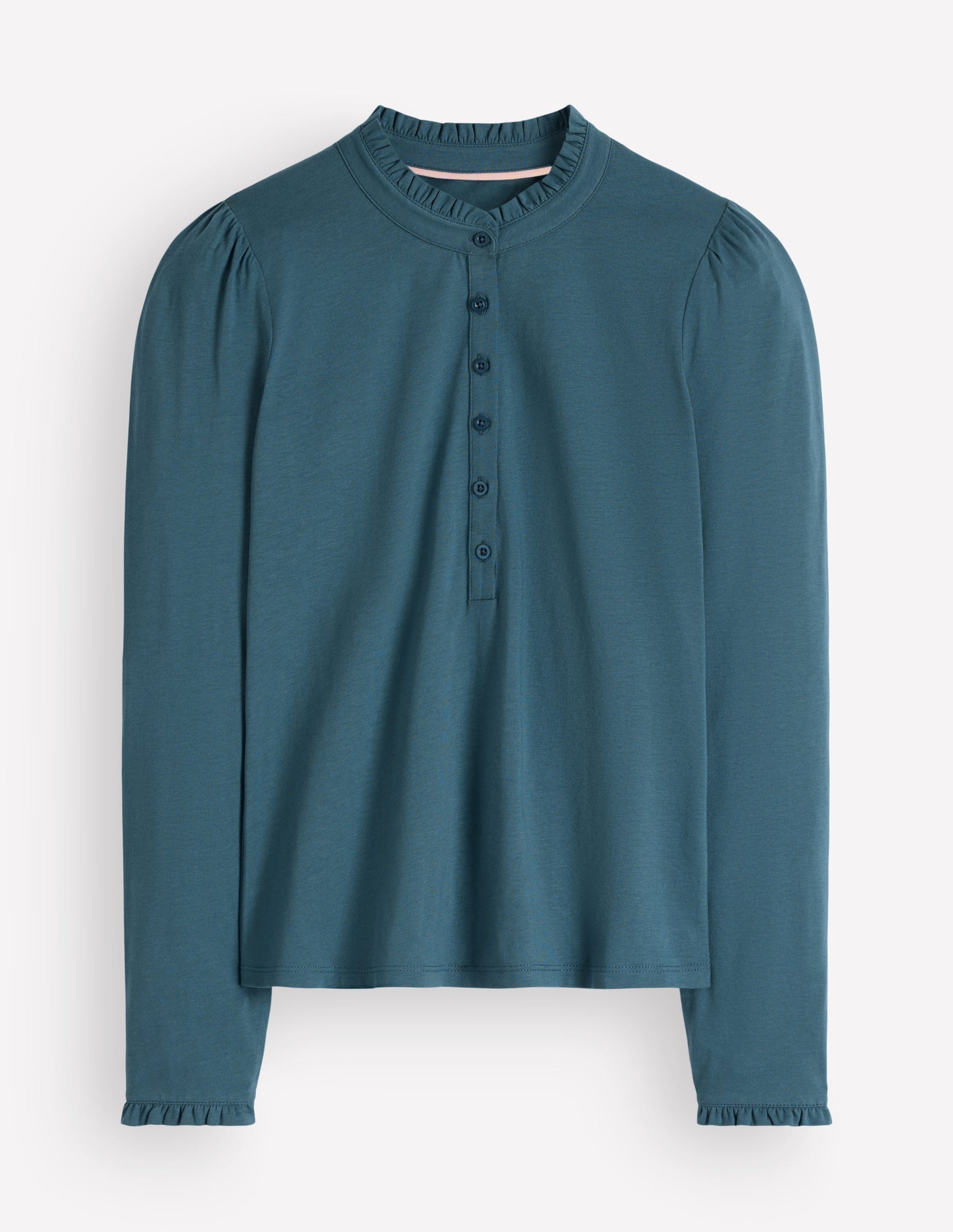 Supersoft Frill Henley Top-Storm Blue-4