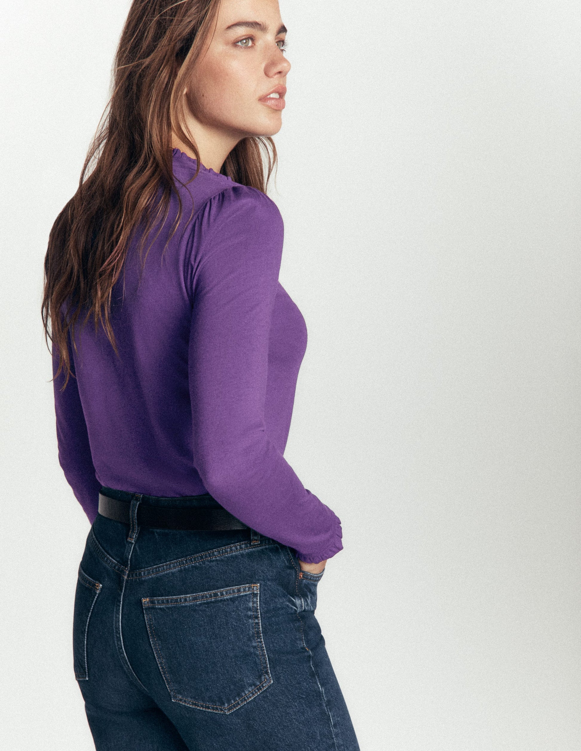 Supersoft Frill Henley Top-Calla Lilly Purple-3