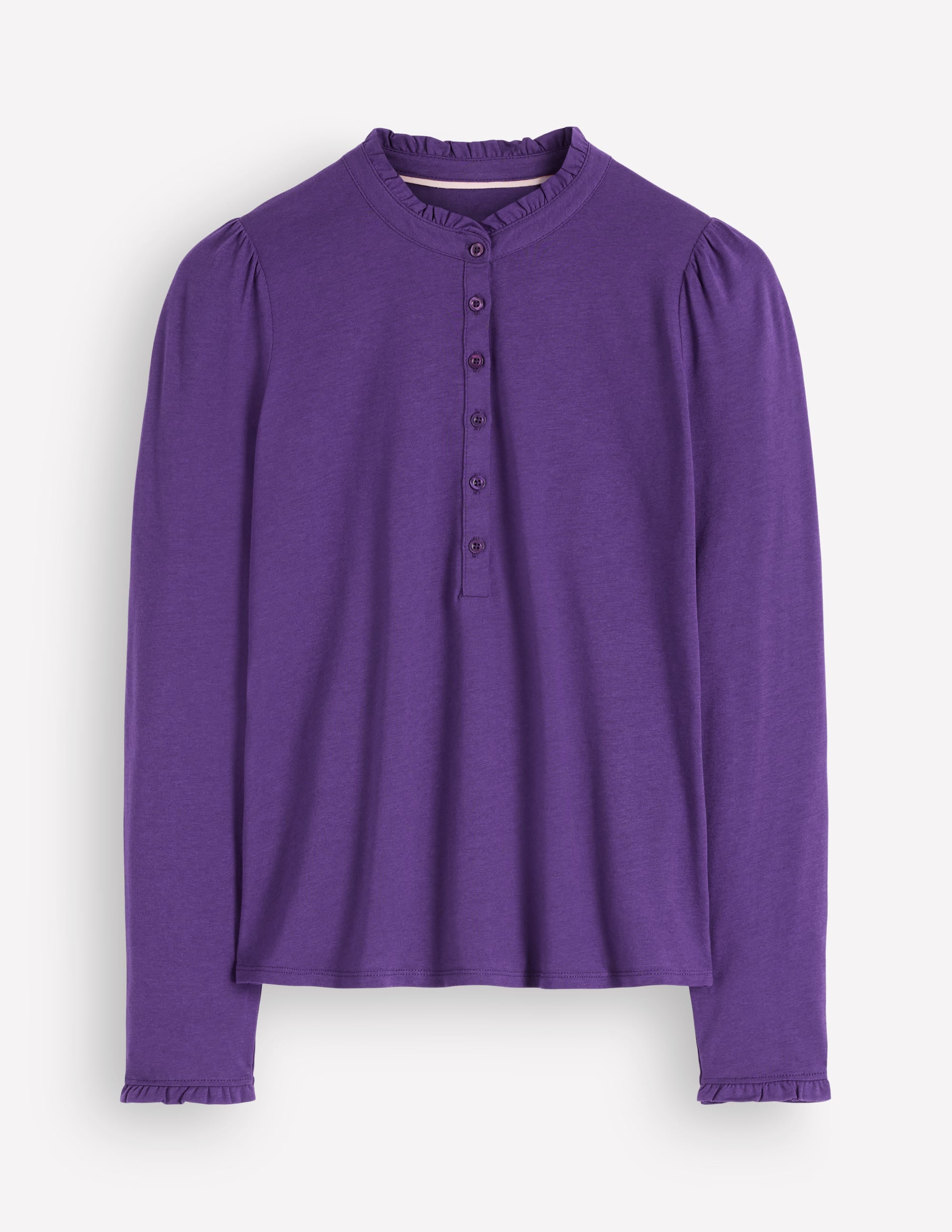 Supersoft Frill Henley Top-Calla Lilly Purple - Image 5