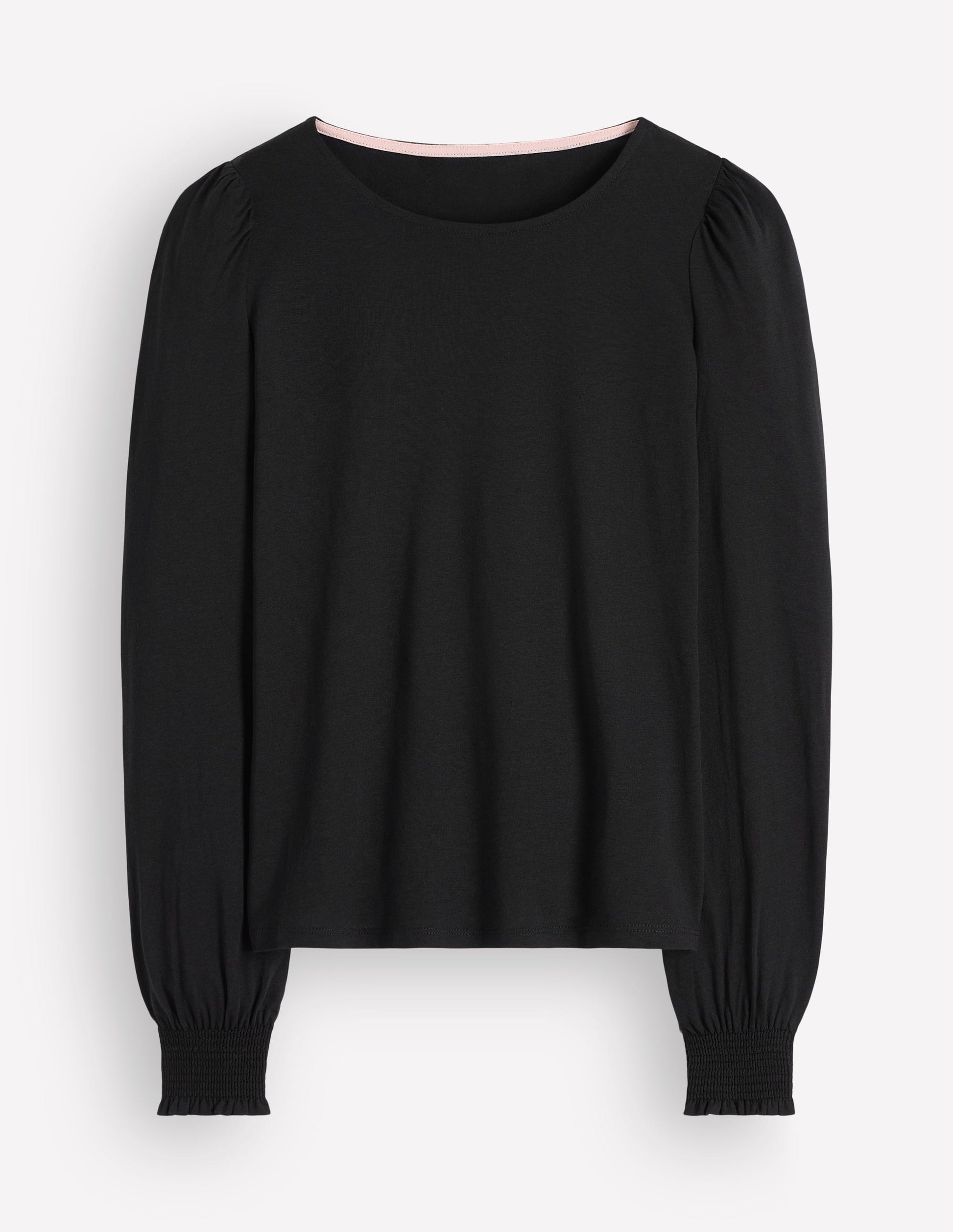 Smocked Cuff Supersoft Top-Black-5