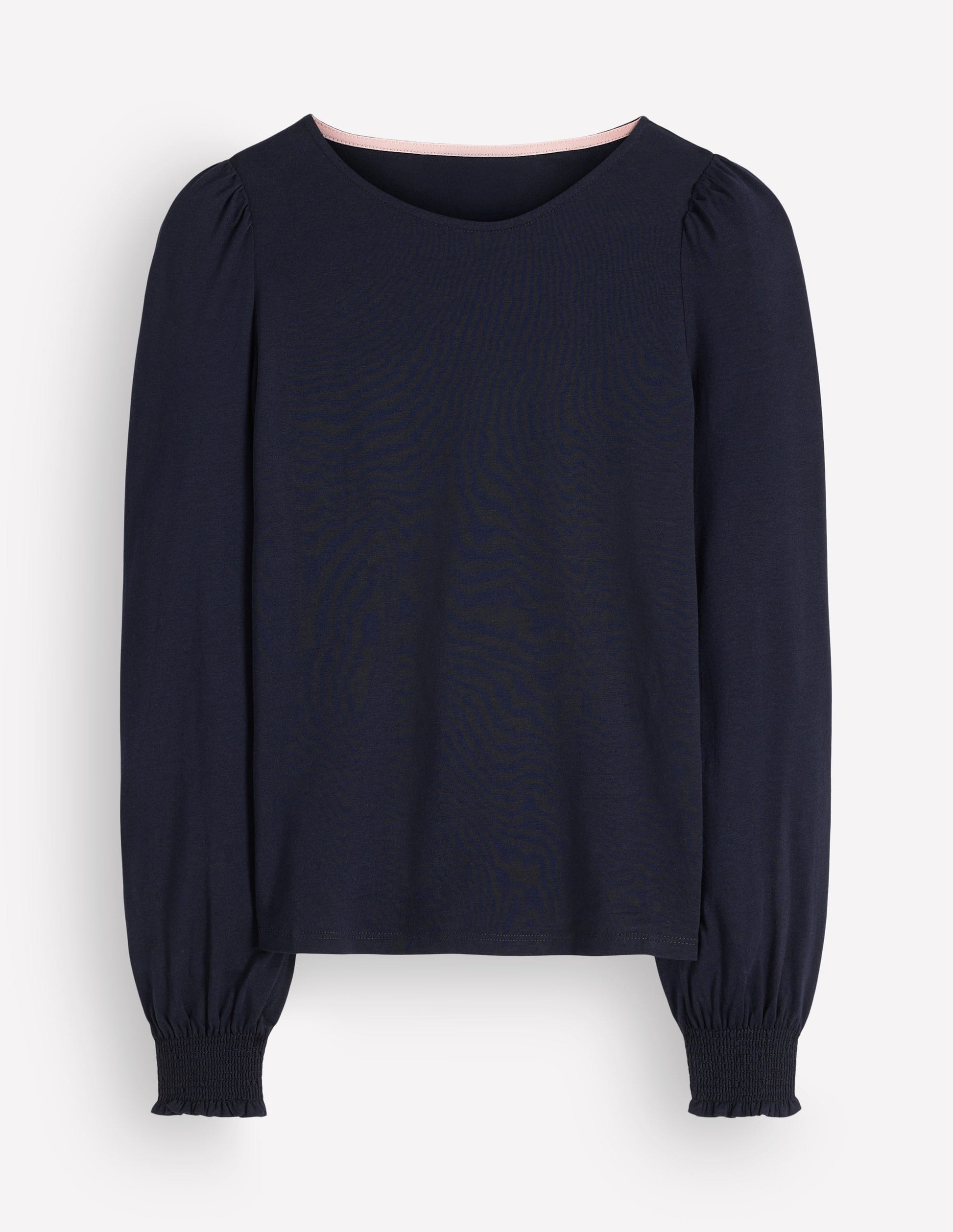 Smocked Cuff Supersoft Top-Navy-5
