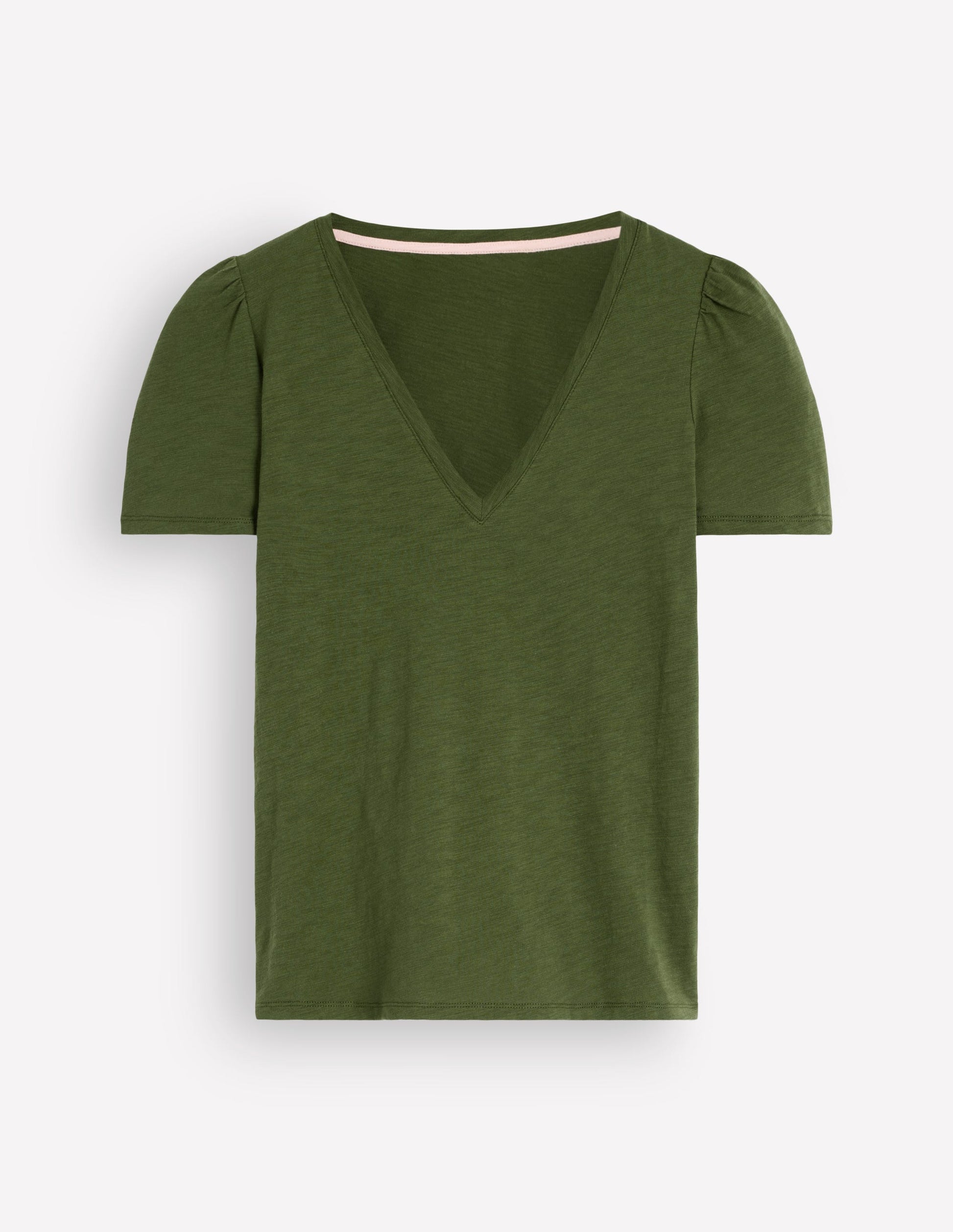 Sophie V-neck Slub T-shirt-Brunswick Green-6