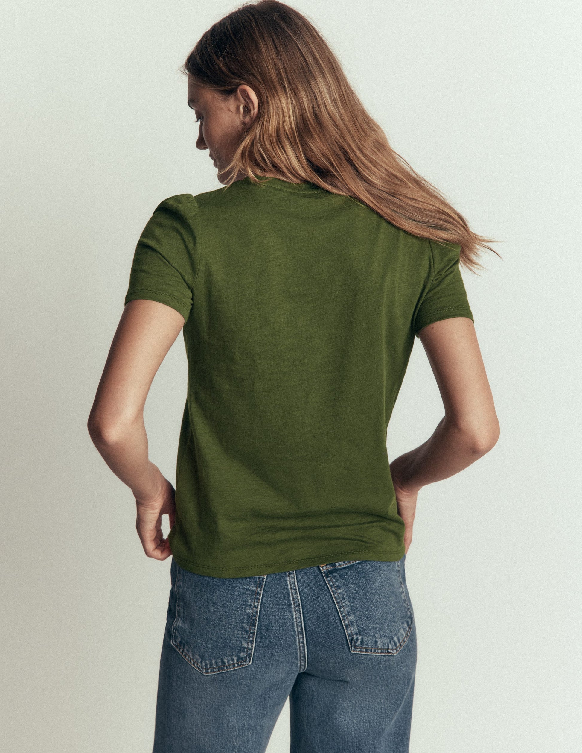 Sophie V-neck Slub T-shirt-Brunswick Green-3