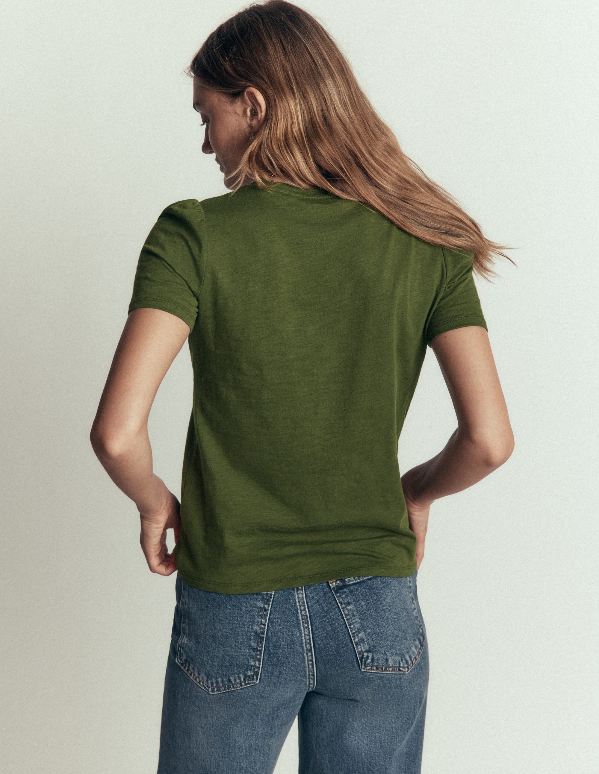 Sophie V-neck Slub T-shirt-Brunswick Green - Image 3
