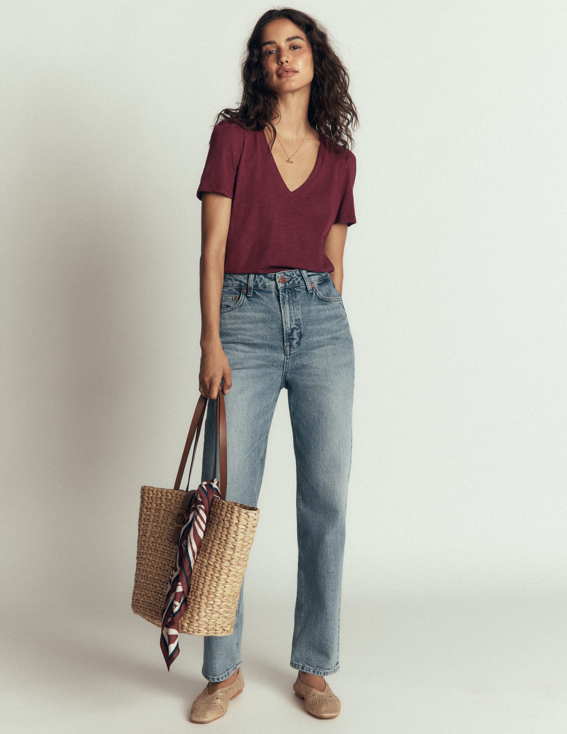 Sophie V-neck Slub T-shirt-Deep Wisteria-4