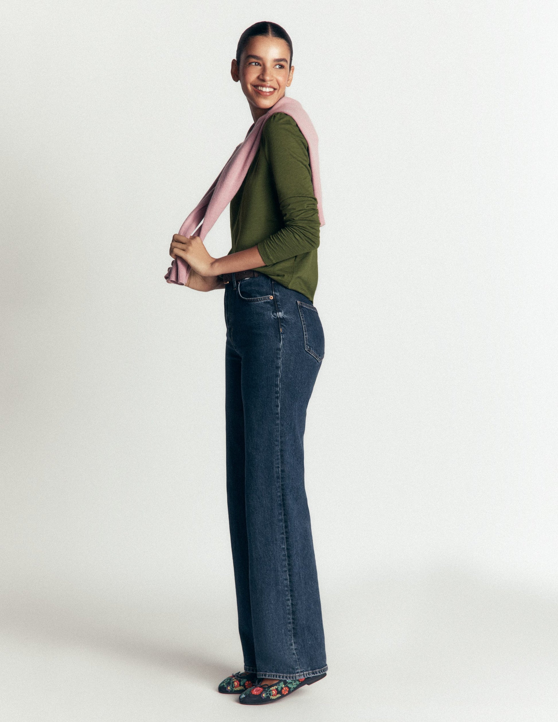 Cotton Crew Long Sleeve Top-Chive-3