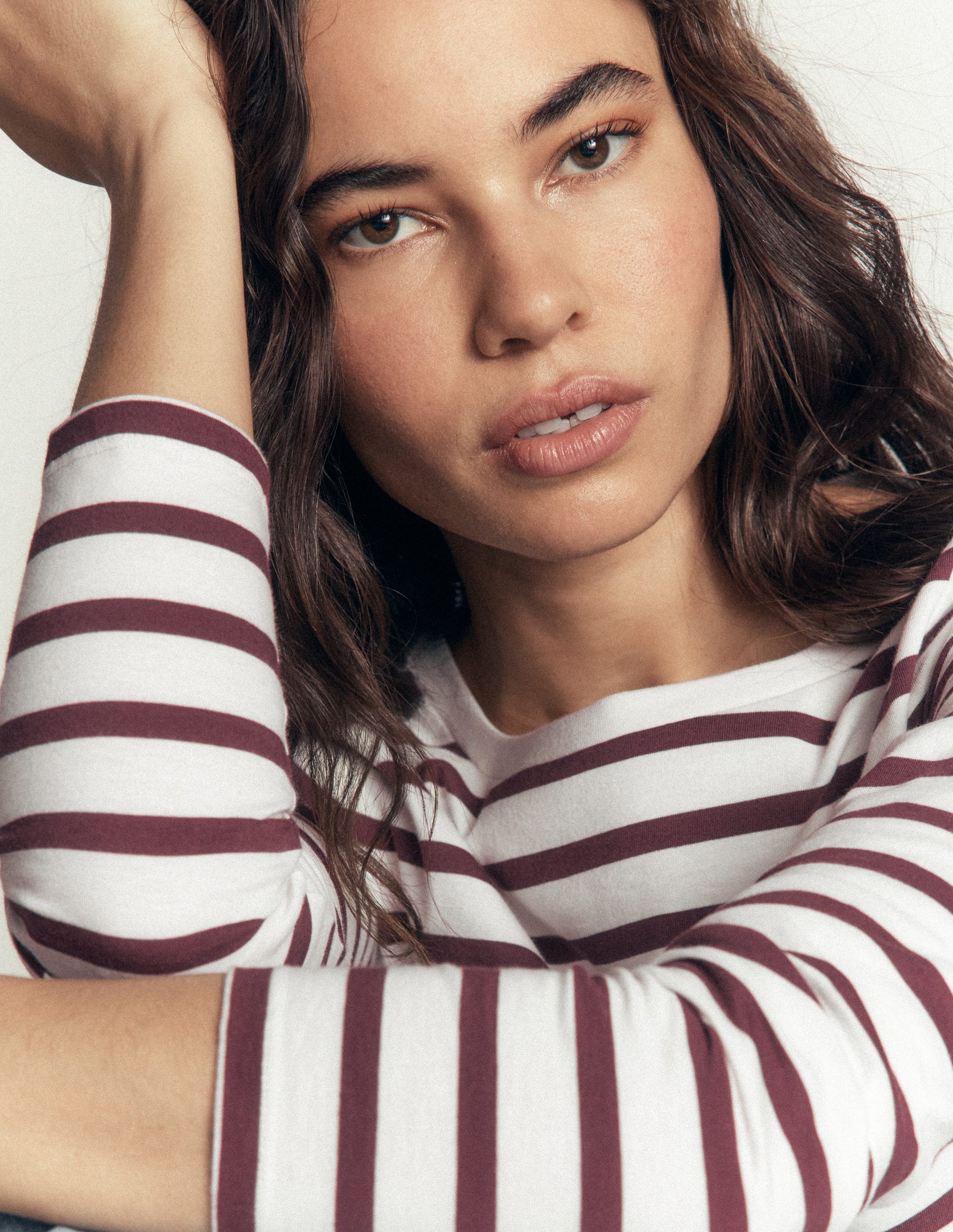 Olivia Long Sleeve Breton-Ivory and Bitter Chocolate-2