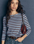 Olivia Long Sleeve Breton-Faded Denim Bitter Chocolate