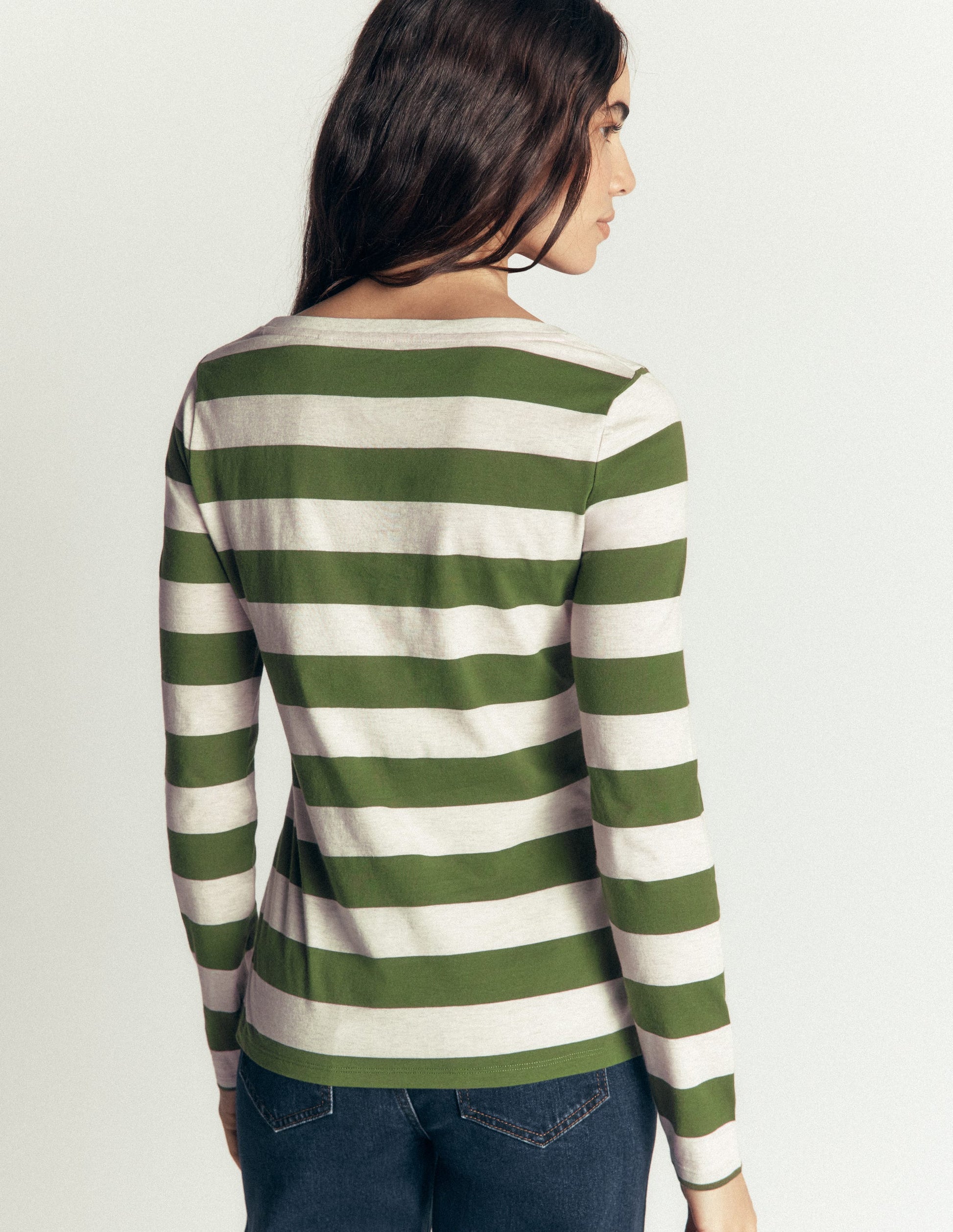 Olivia Long Sleeve Breton-Chive and Oatmeal-3
